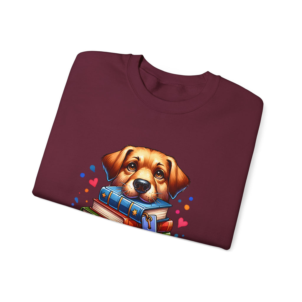 Dog Ate My Homework Sweatshirt — Cute Puppy & Books Back-to-School Crewneck