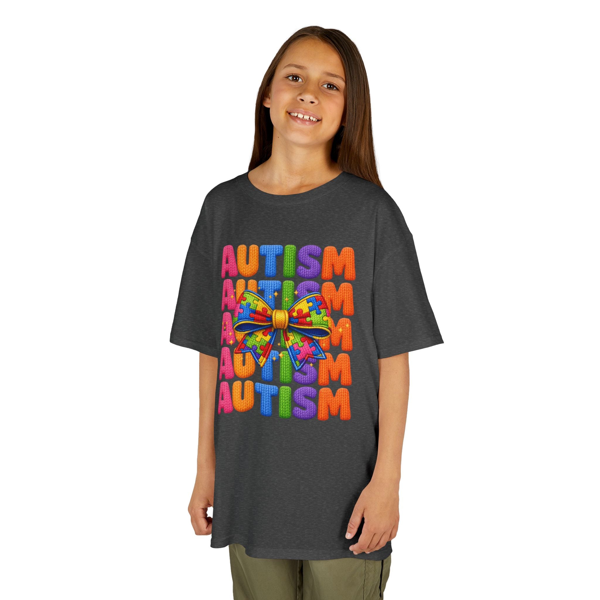 Kids Autism Awareness T-Shirt — Colorful Puzzle Ribbon Design