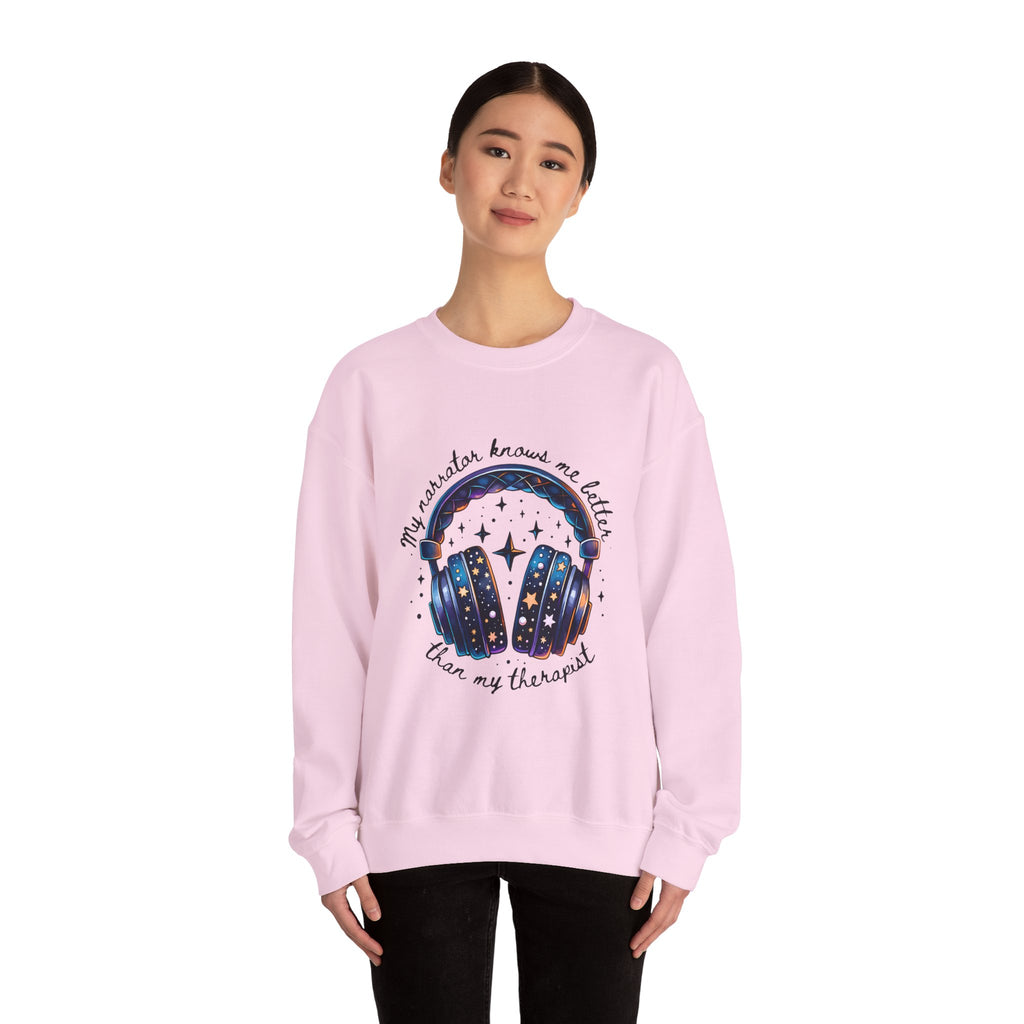 Sweatshirt — “My Navigator Knows Me Better Than My Therapist” Cosmic Headphones Crewneck