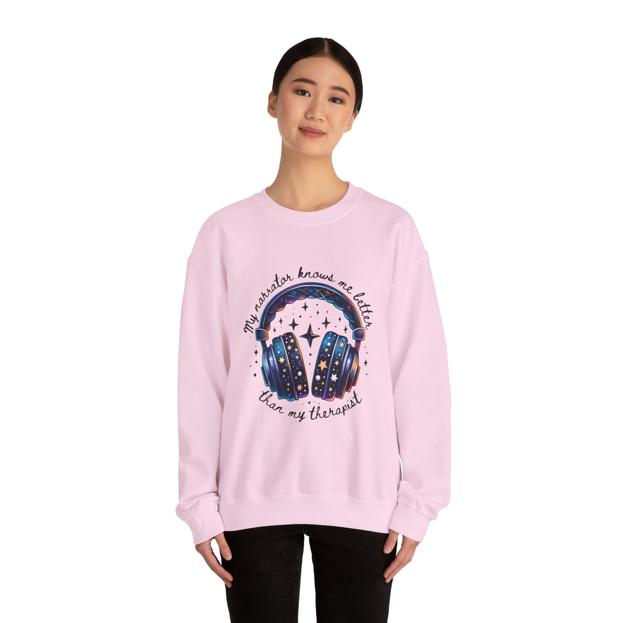Sweatshirt — “My Navigator Knows Me Better Than My Therapist” Cosmic Headphones Crewneck