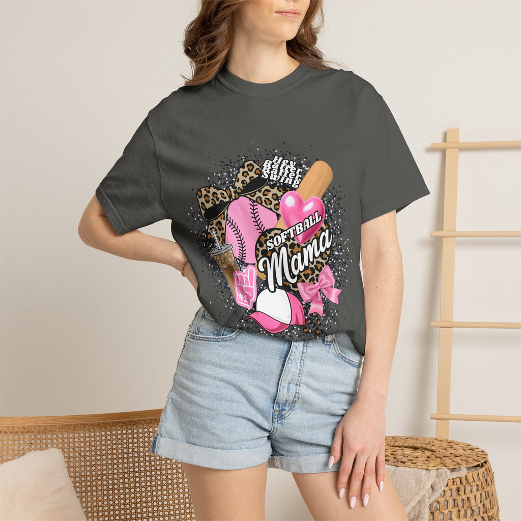 Softball Mama T-Shirt — Pink Bat & Ball Graphic for Proud Softball Moms