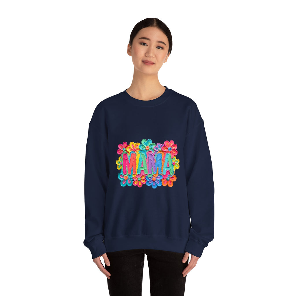 Mama Floral Crewneck Sweatshirt — Colorful Flower Mom Shirt for Mother’s Day