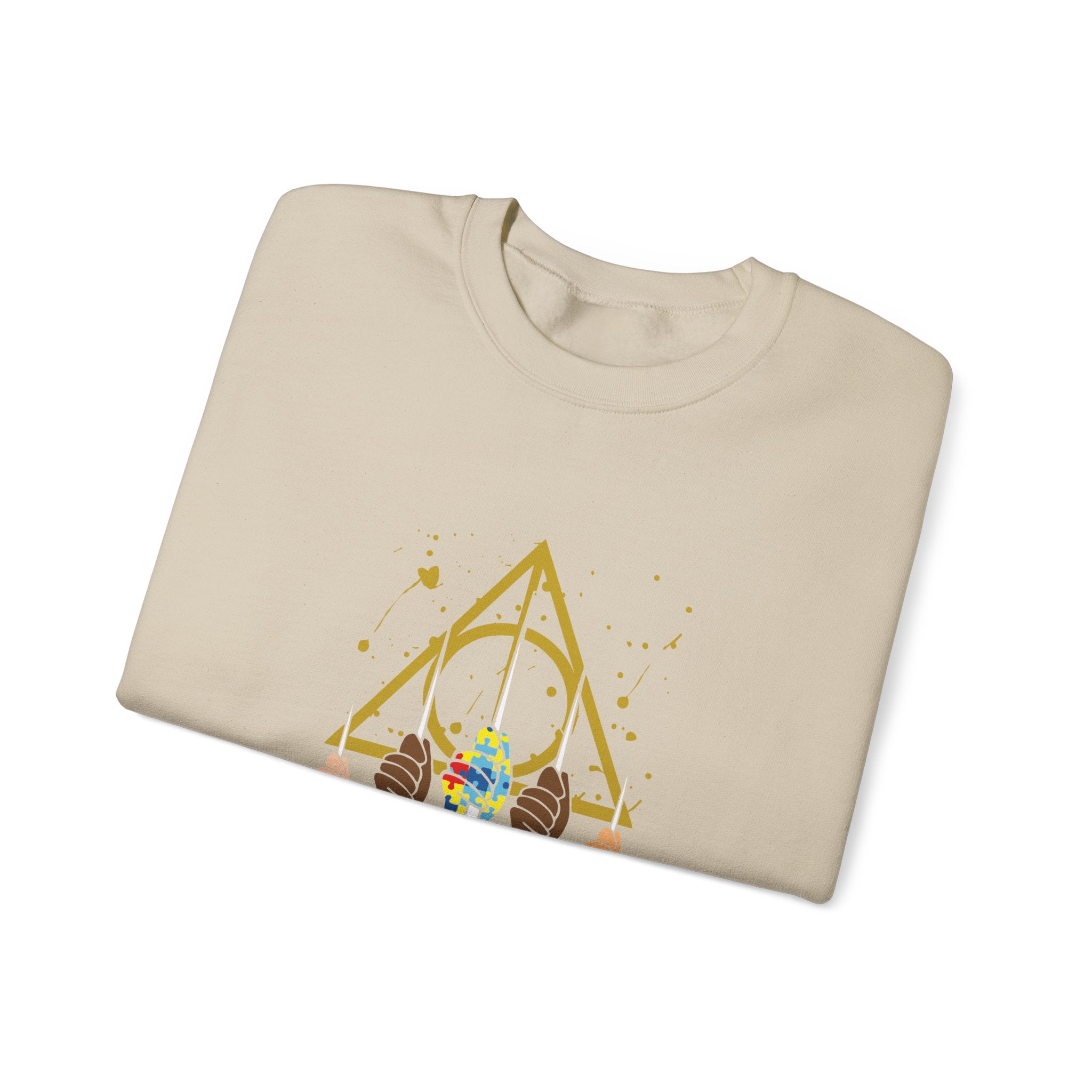 Be Kind Crewneck Sweatshirt – Inclusive Hands & Golden Emblem