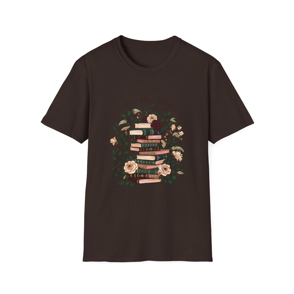 Book Lover Stack T-Shirt — "Books and Tea are My Happy Place" Floral Reading Tee
