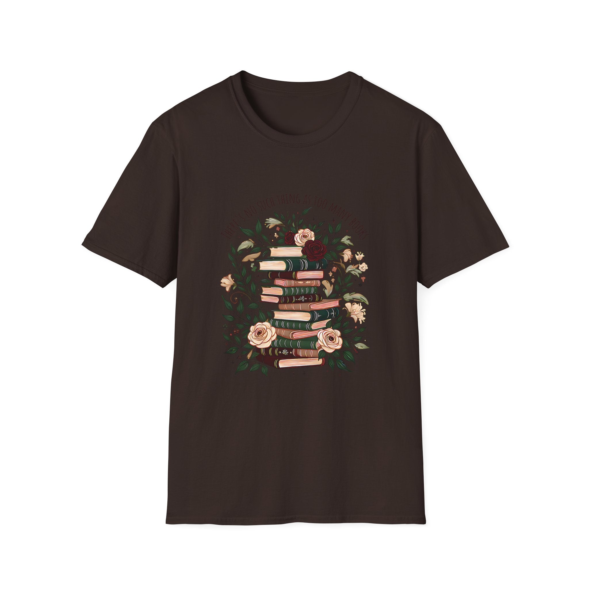 Book Lover Stack T-Shirt — "Books and Tea are My Happy Place" Floral Reading Tee