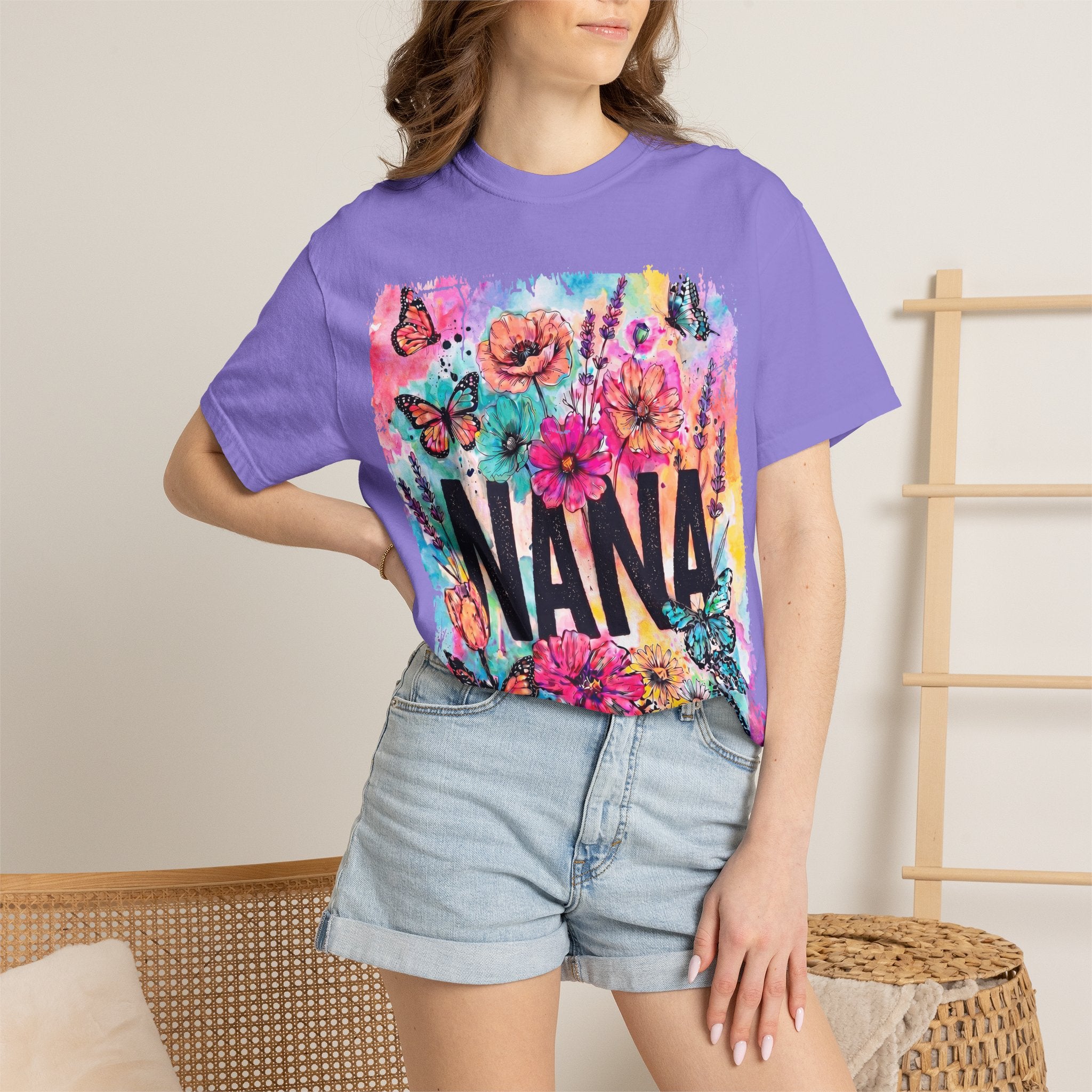 Nana Floral Butterfly T-Shirt — Colorful Grandma Gift for Mother’s Day