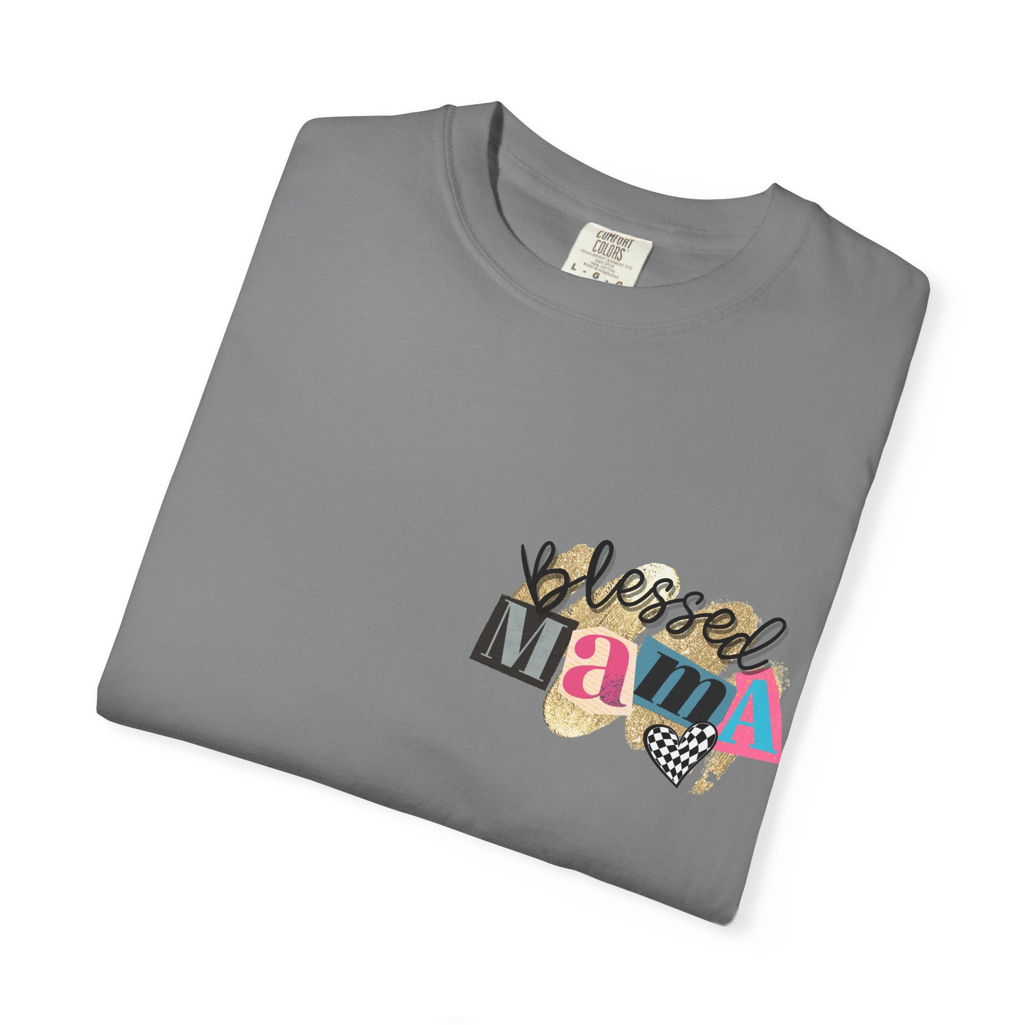 Mama Graphic T-Shirt — "Blessed Mama" Colorful Pop Art Floral Heart Tee