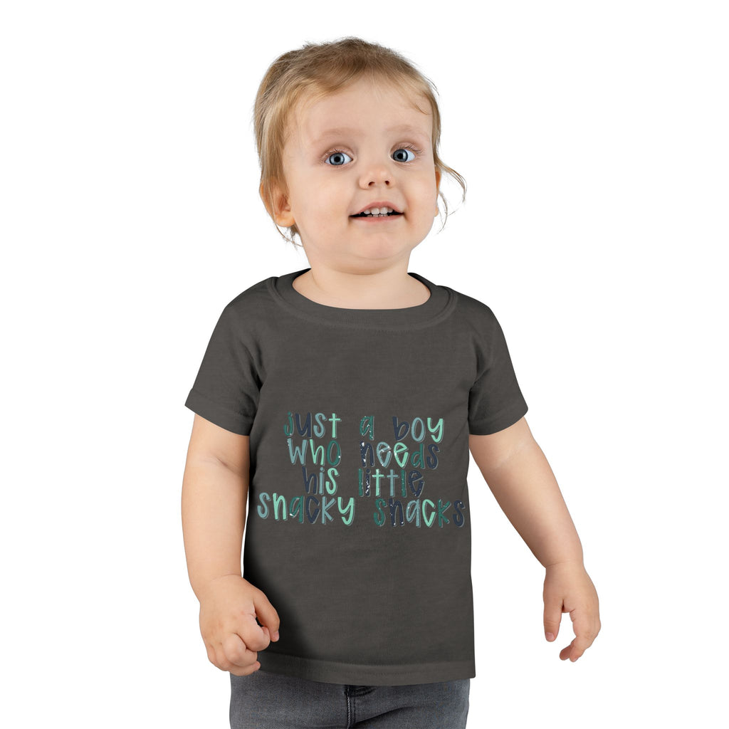 Toddler T-Shirt: "Just a Boy Who Needs His Little Snacky Snacks" Cute Baby Boy Graphic Tee