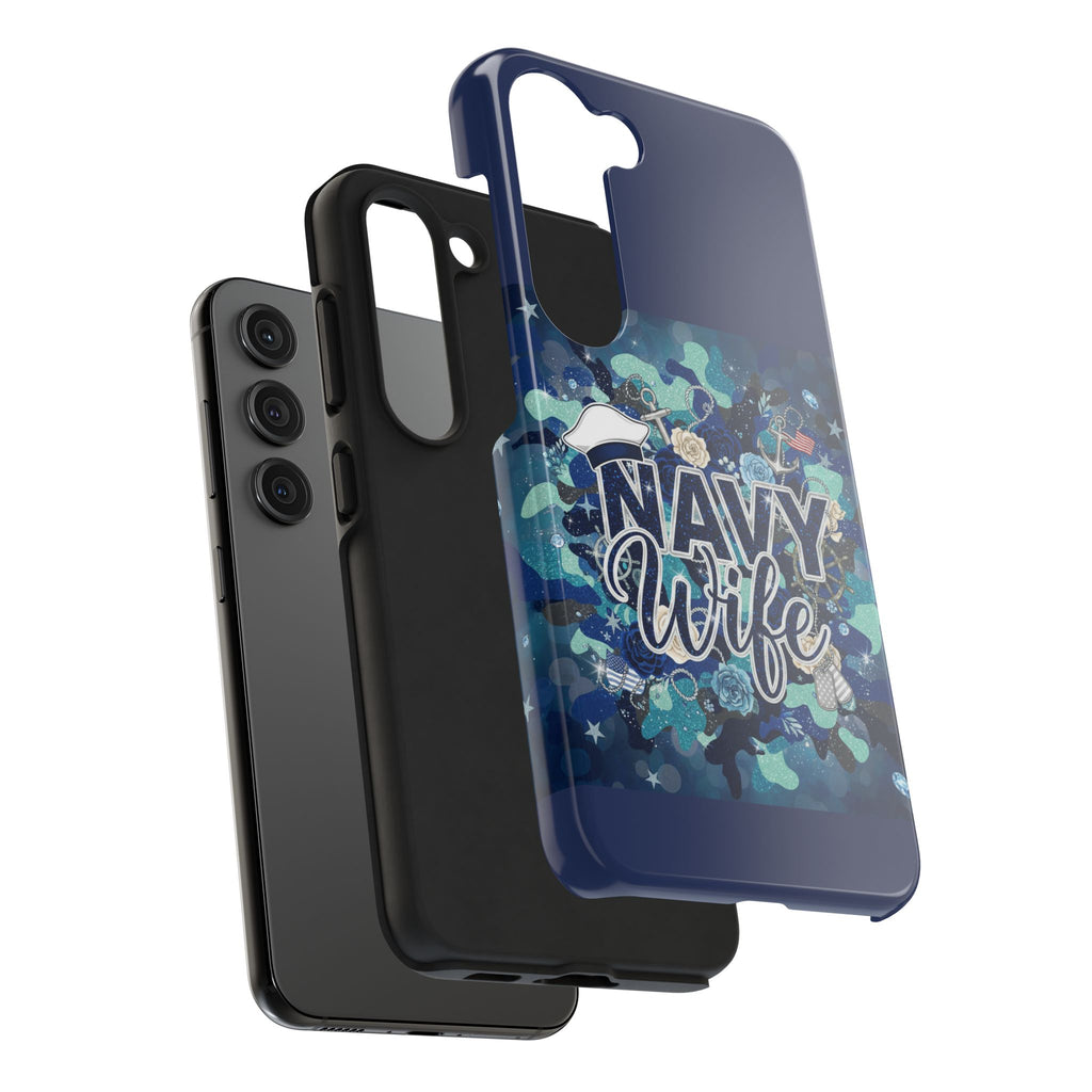 Navy Wife Tough Phone Case — Military Camouflage Protective Phone Cover, Perfect Gift for Navy Spouses