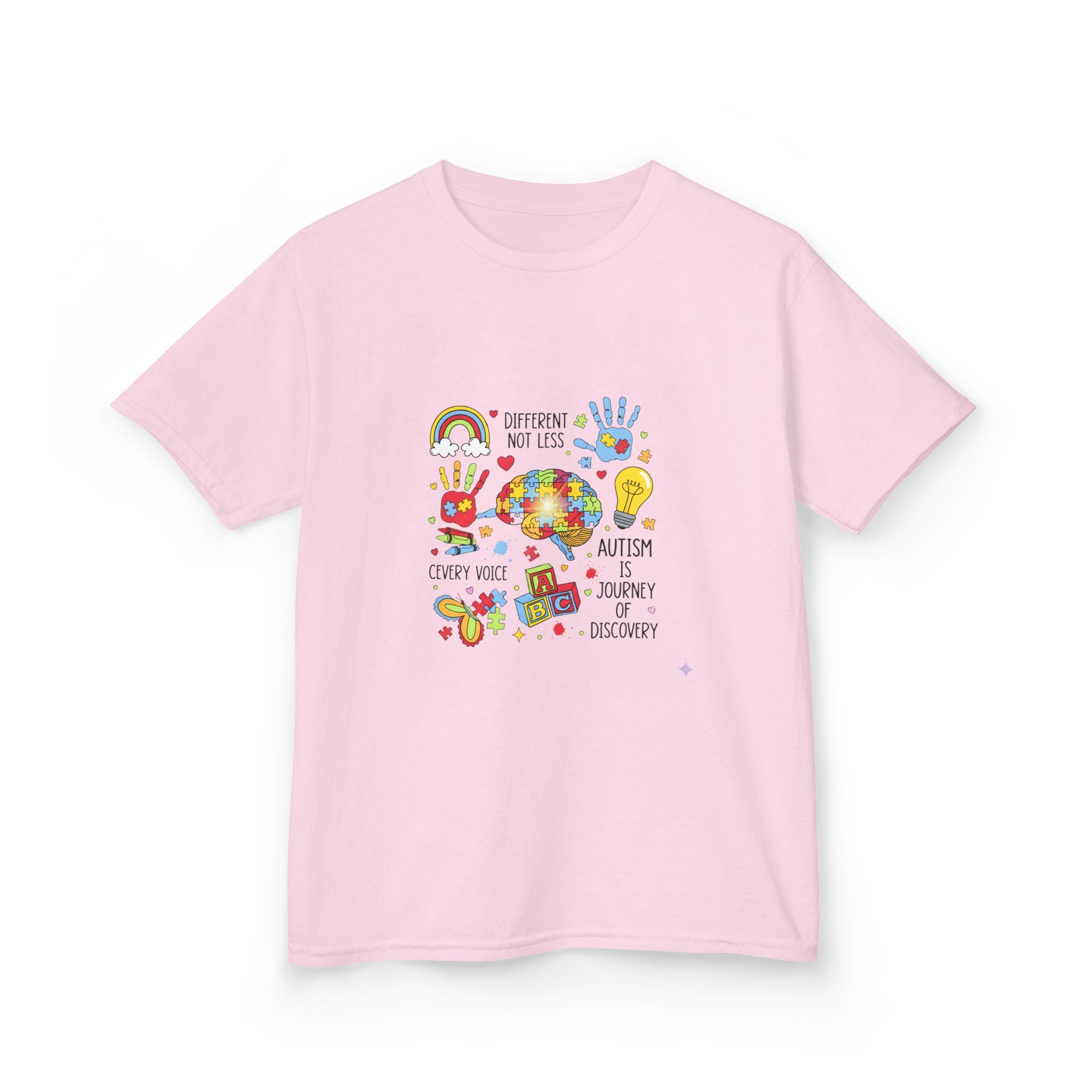 Autism Awareness Kids Tee — Colorful Puzzle Heart & Hands Design