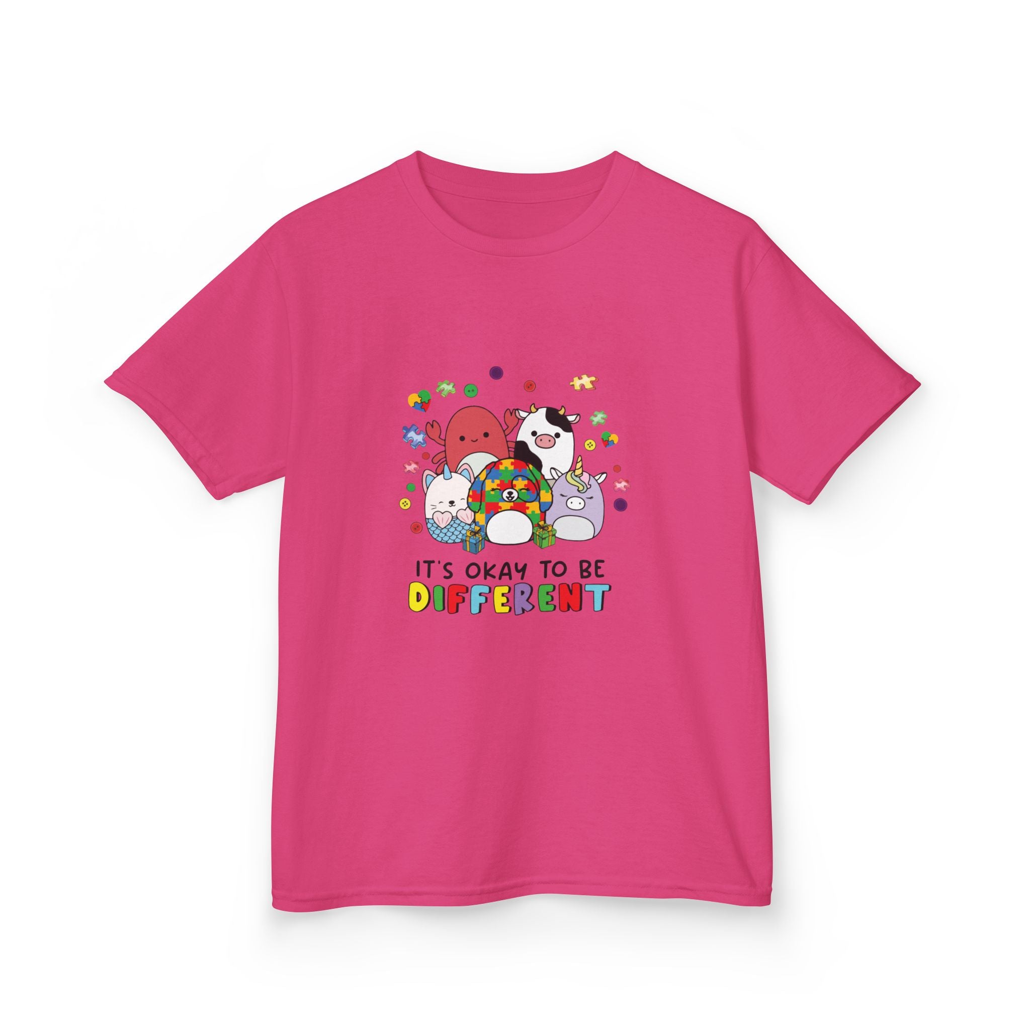 Kids Tee — "It's Okay to Be Different" Colorful Diversity Cartoon Shirt