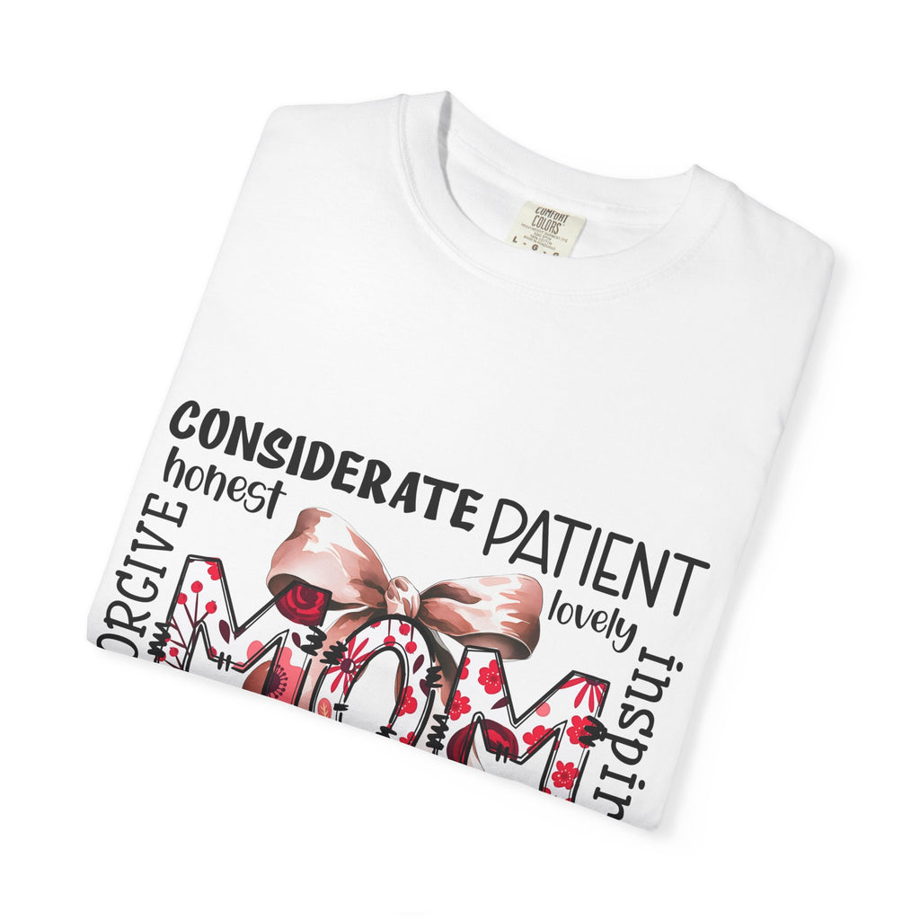 Mom Word-Art T-Shirt — Floral Bow Mother’s Day Tee