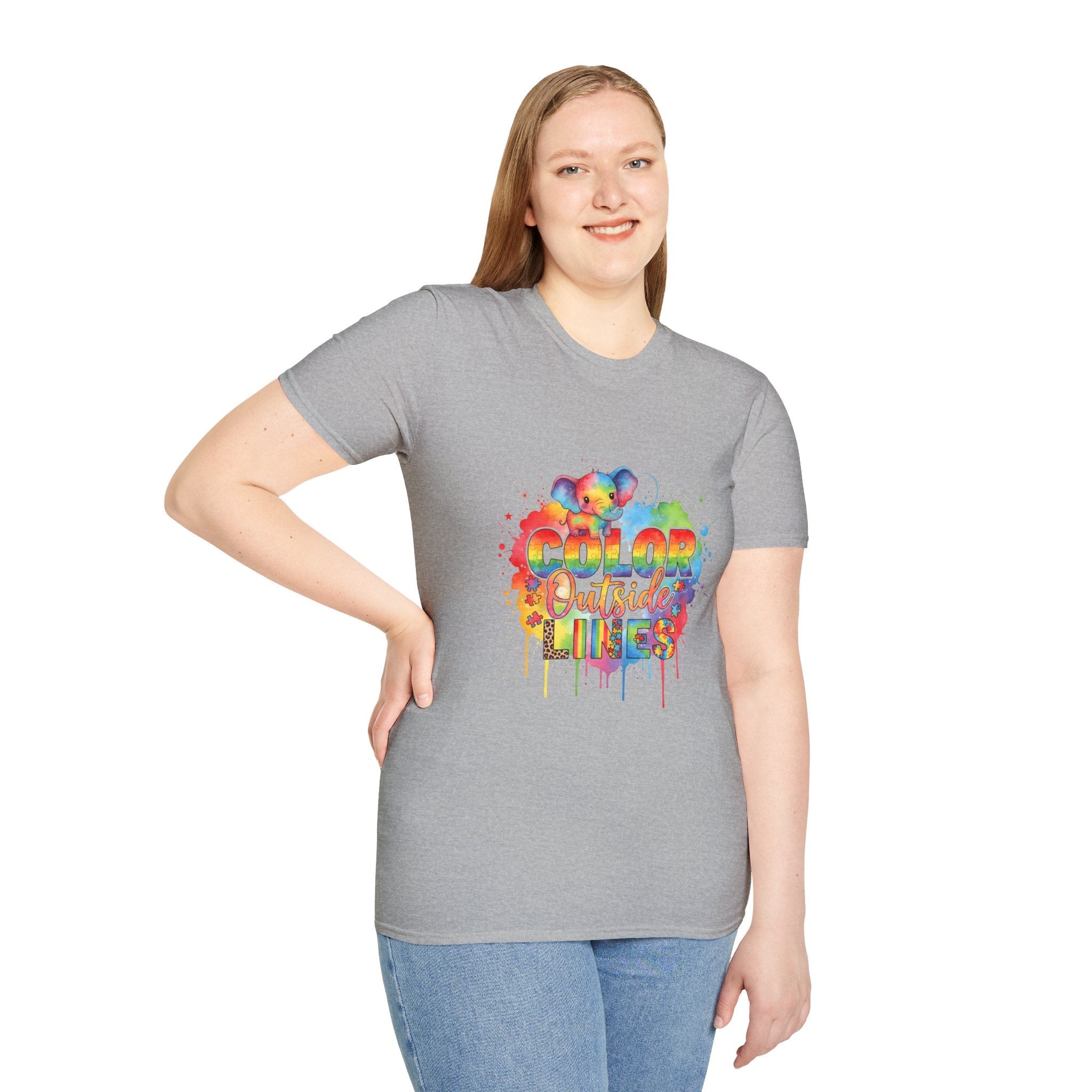 Color Outside Lines T-Shirt — Rainbow Paint Splatter Art Tee