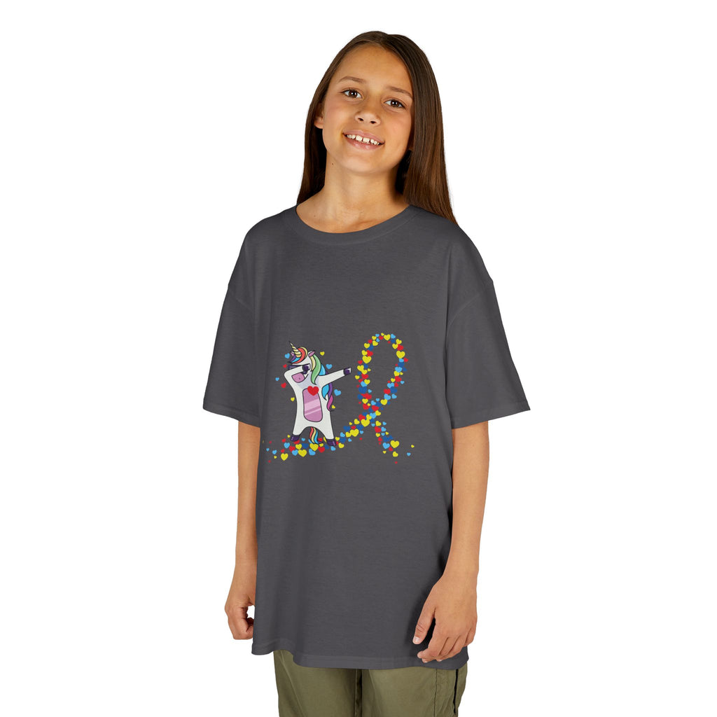 Kids Tee — Cute Unicorn Pouring Rainbow Confetti (Kids)