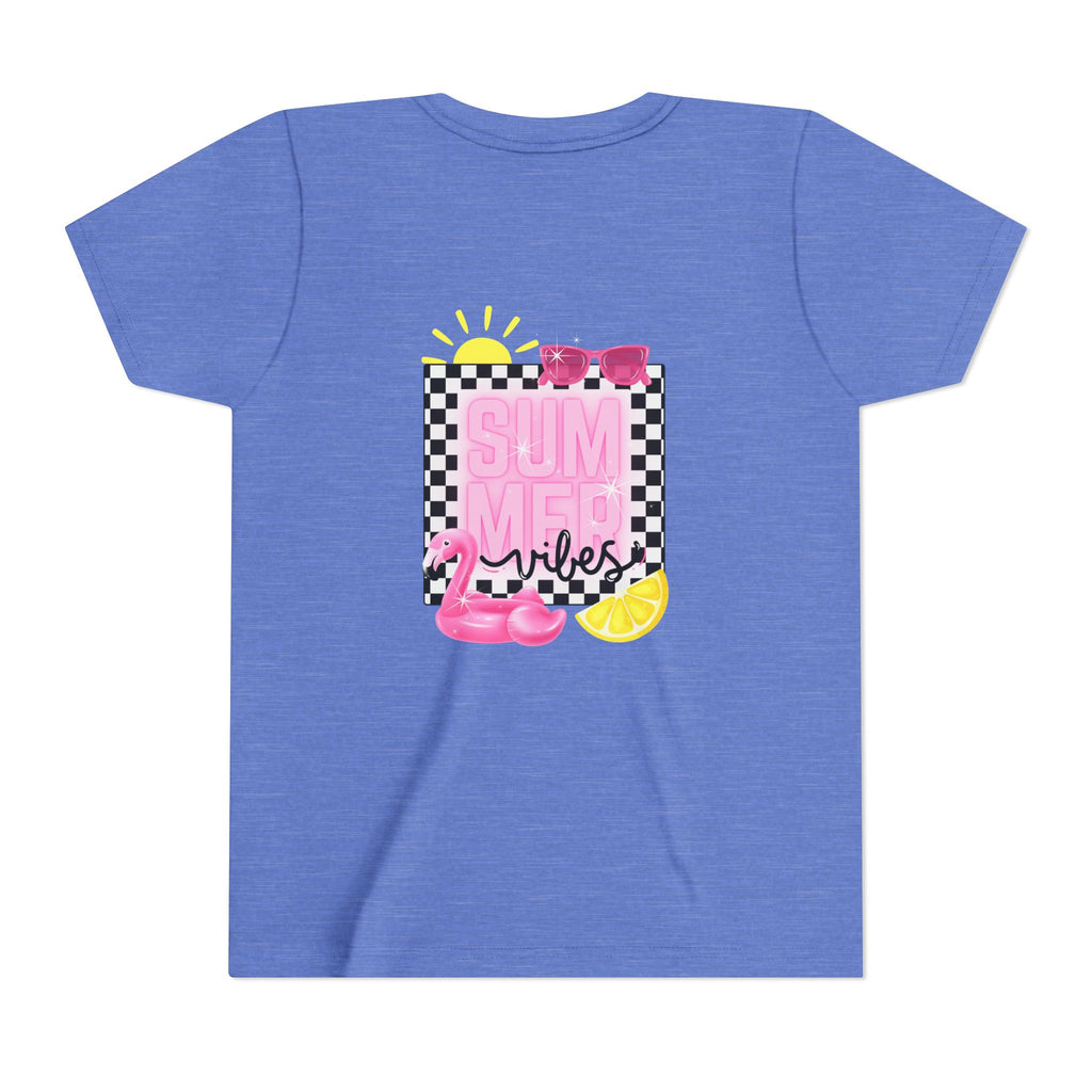 Youth Tee — "SUMMER Vibes" Pink Floaty Checkerboard Kids T-Shirt