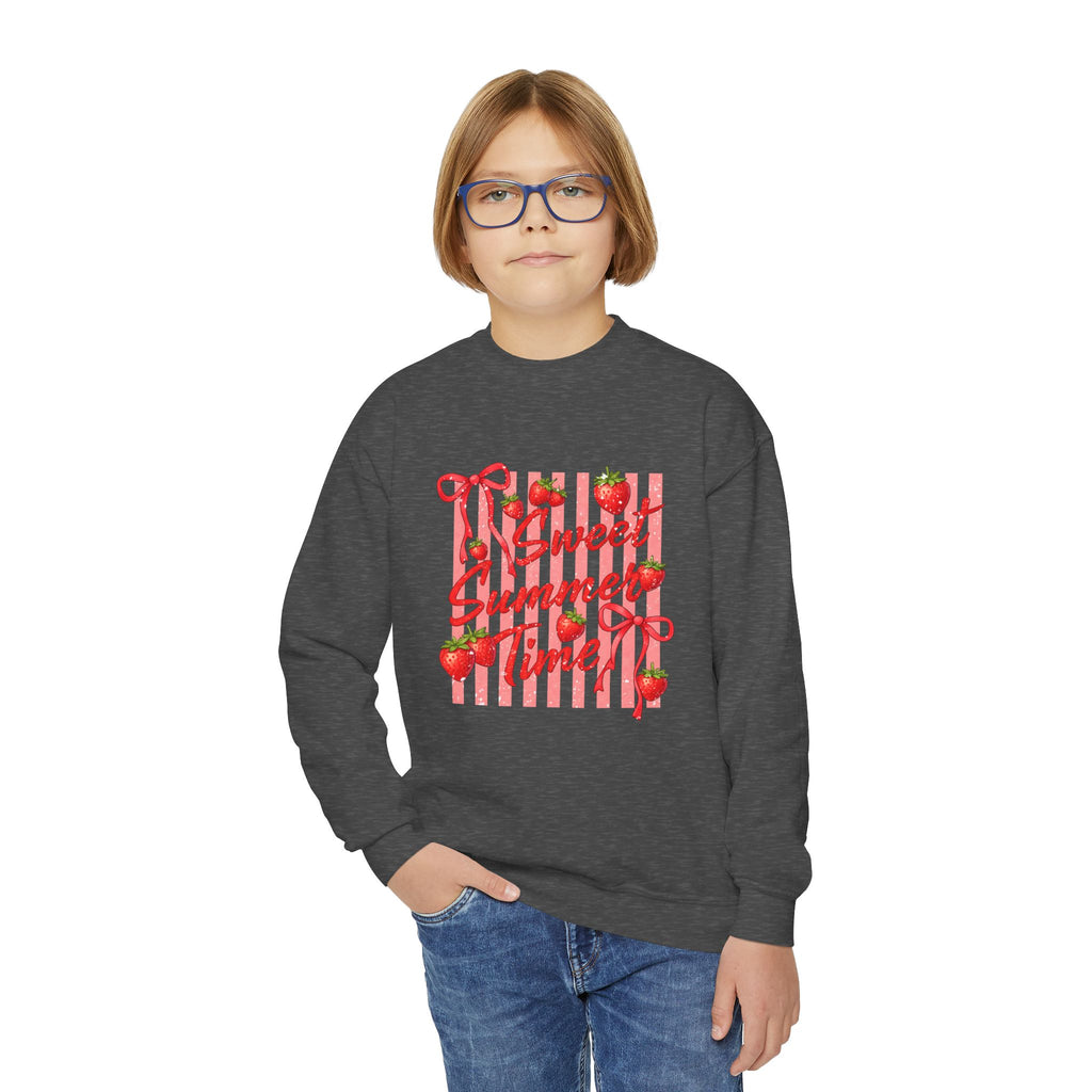 Youth Sweatshirt - "Sweet Summer Time" Strawberry Graphic Crewneck