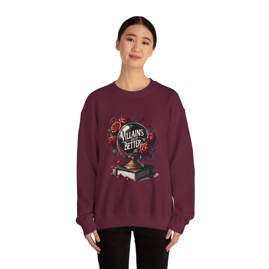Villains Do It Better Crewneck Sweatshirt — Gothic Rose Book Lover Pullover