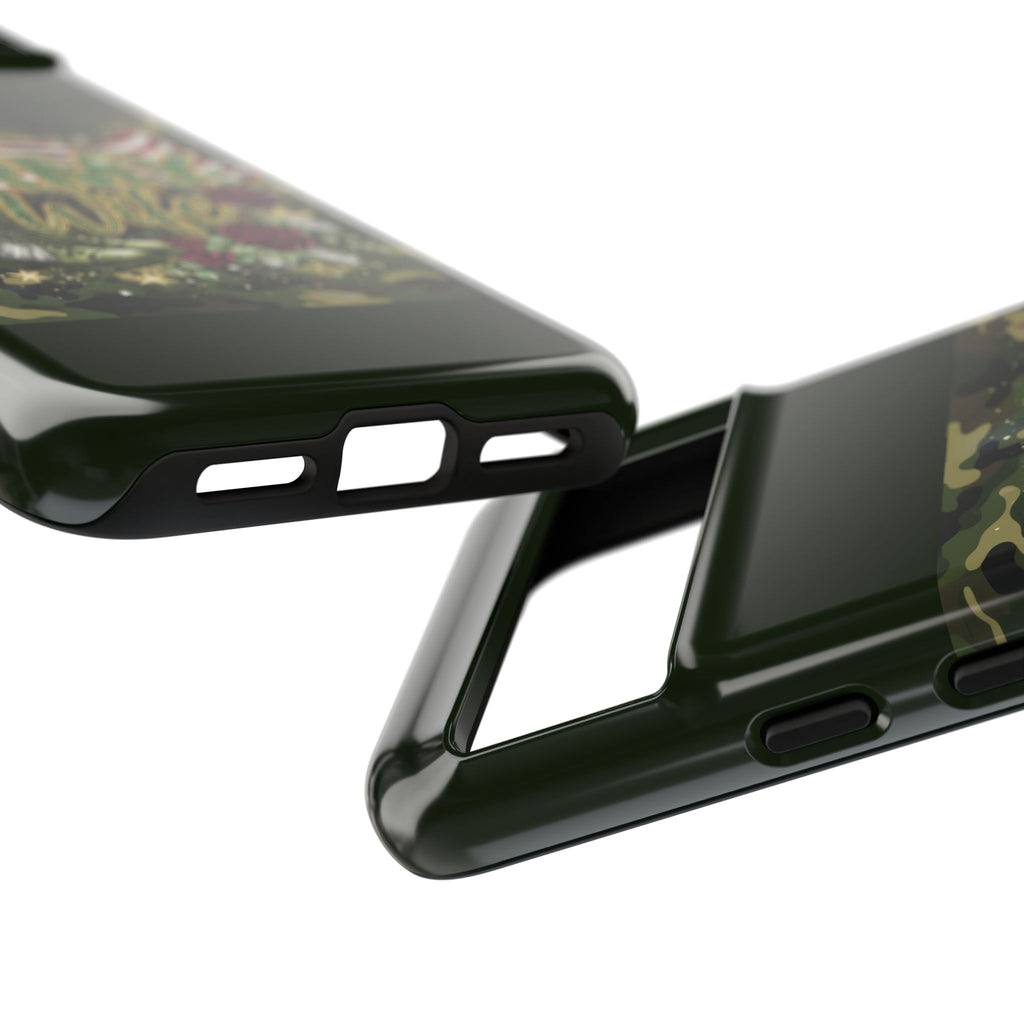 Army Wife Tough Phone Case — Camo Flag Design with Roses