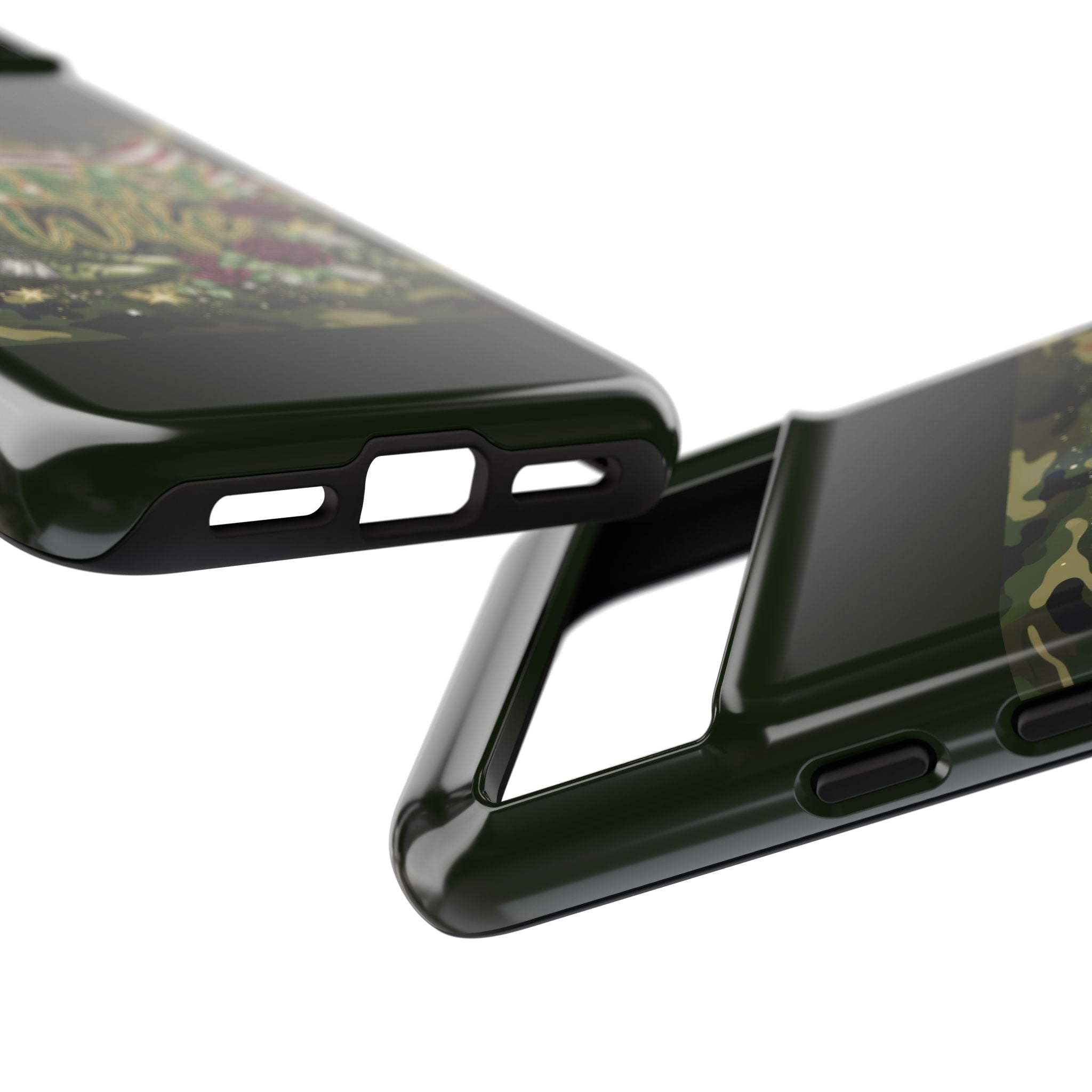 Army Wife Tough Phone Case — Camo Flag Design with Roses