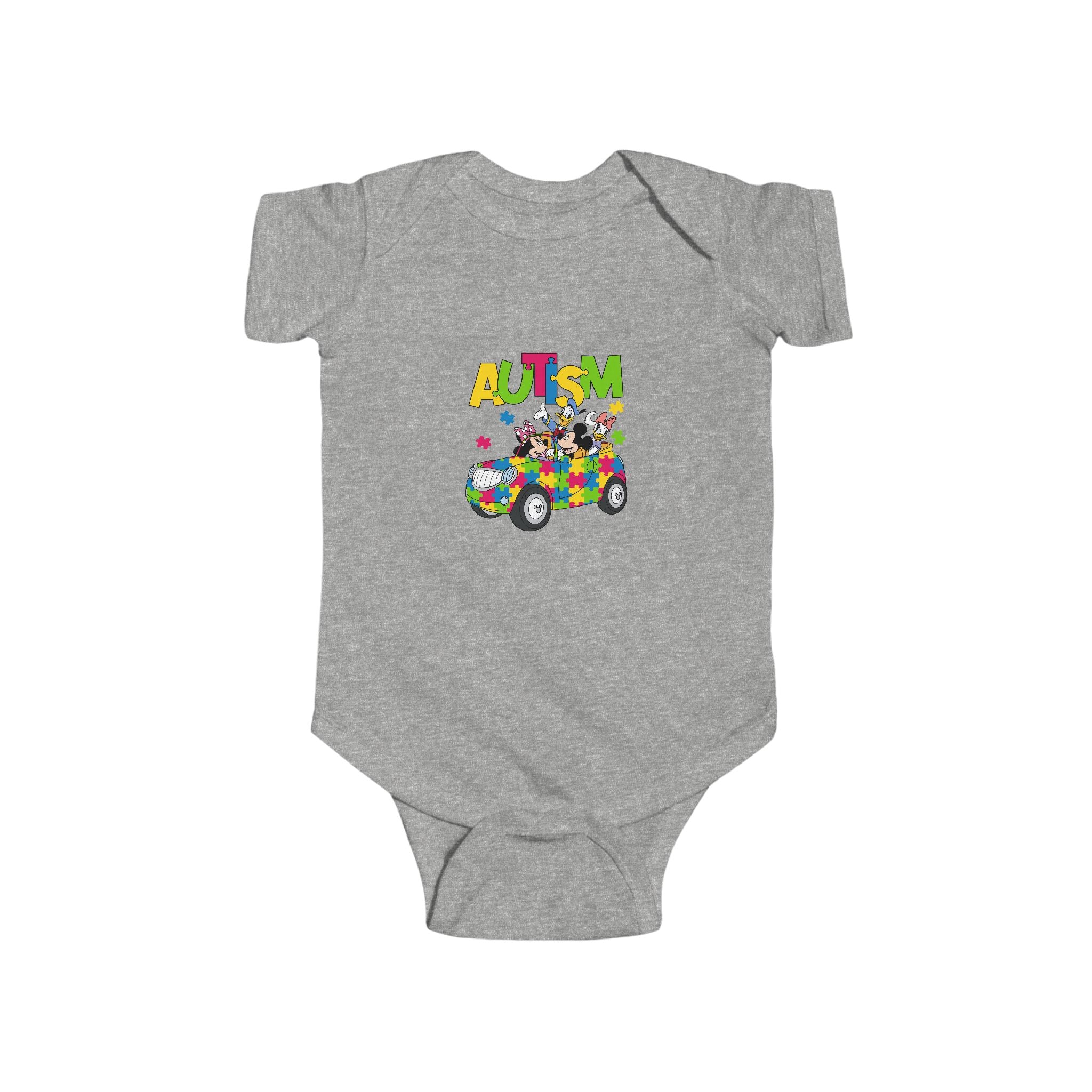 Autism Puzzle Car Infant Bodysuit – Colorful Awareness Baby Onesie