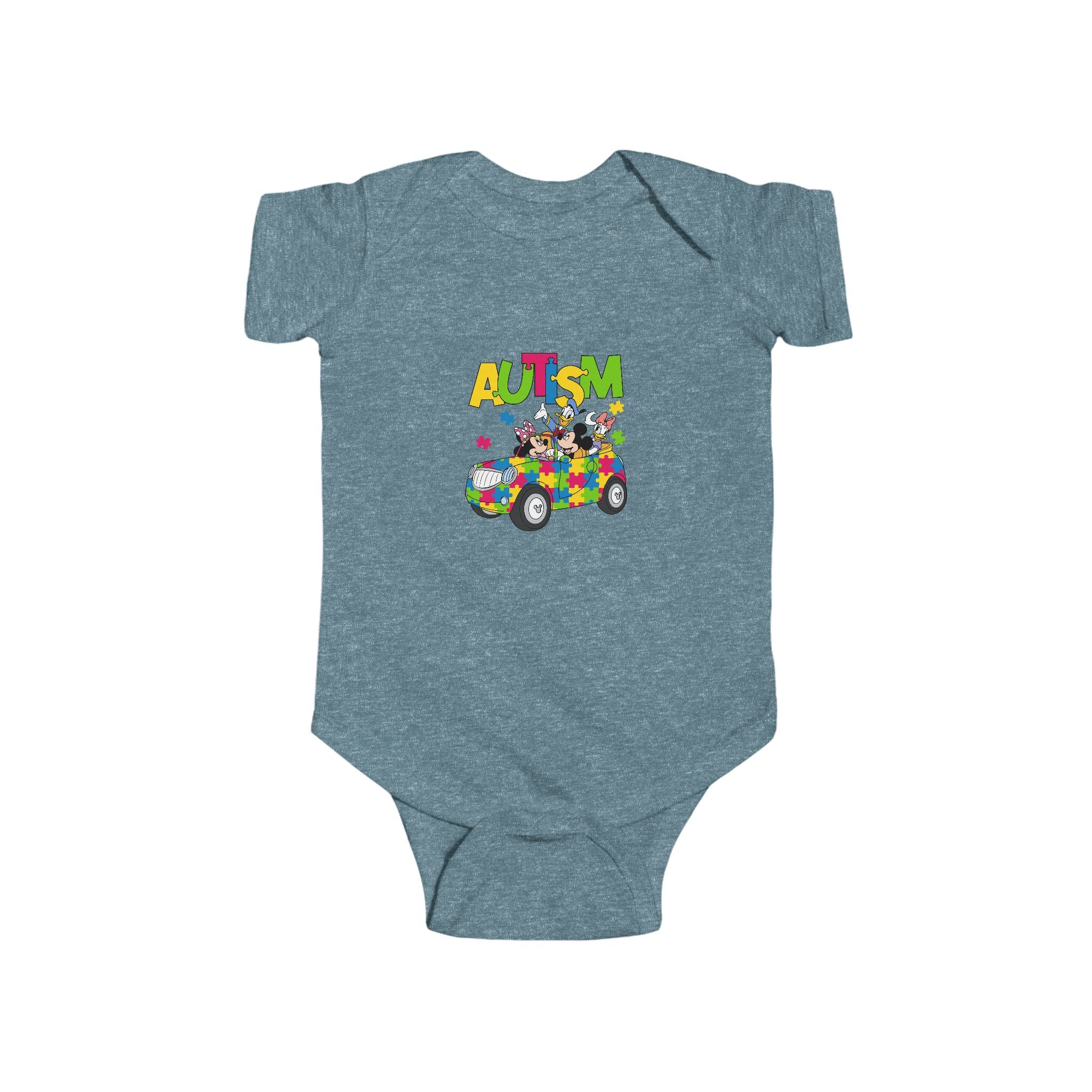 Autism Puzzle Car Infant Bodysuit – Colorful Awareness Baby Onesie