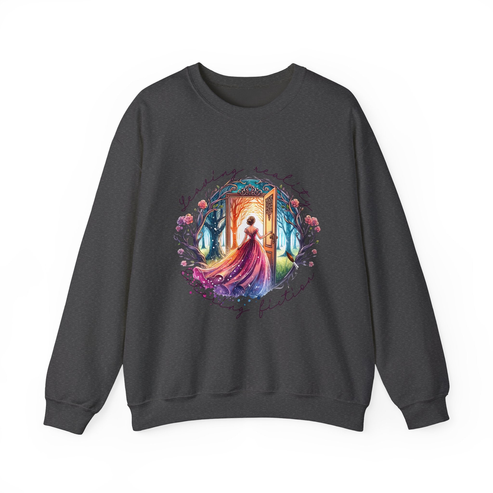Crewneck Sweatshirt — 'Leaving Yesterday, Wearing Tomorrow' Fantasy Woman Art