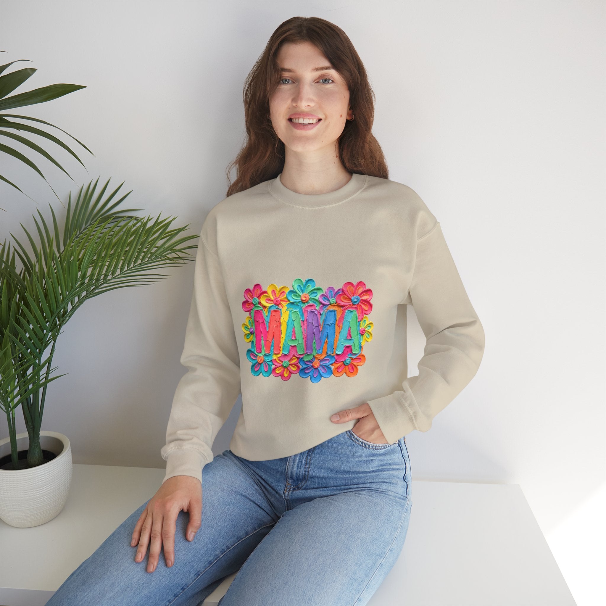 Mama Floral Crewneck Sweatshirt — Colorful Flower Mom Shirt for Mother’s Day