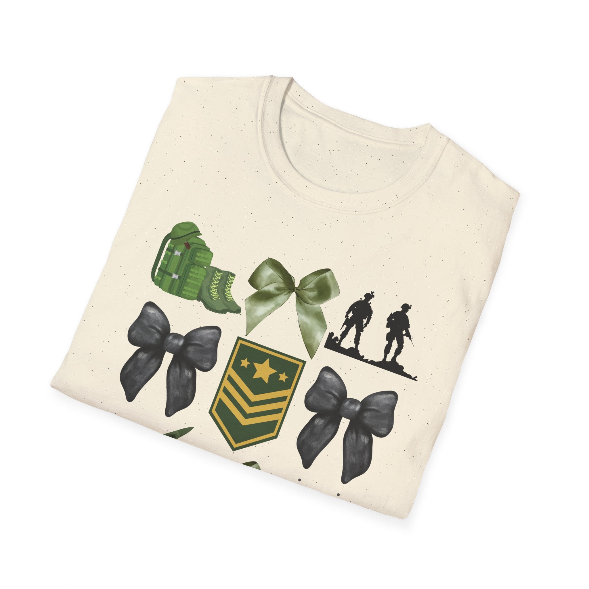 Military Wife T-Shirt — Patriotic Camouflage Ribbon & Dog Tags Tee