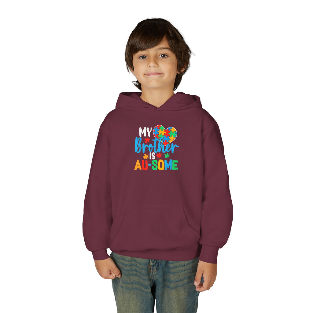Youth Hoodie - "My Brother is Au-some" Autism Awareness Puzzle Heart Sweatshirt