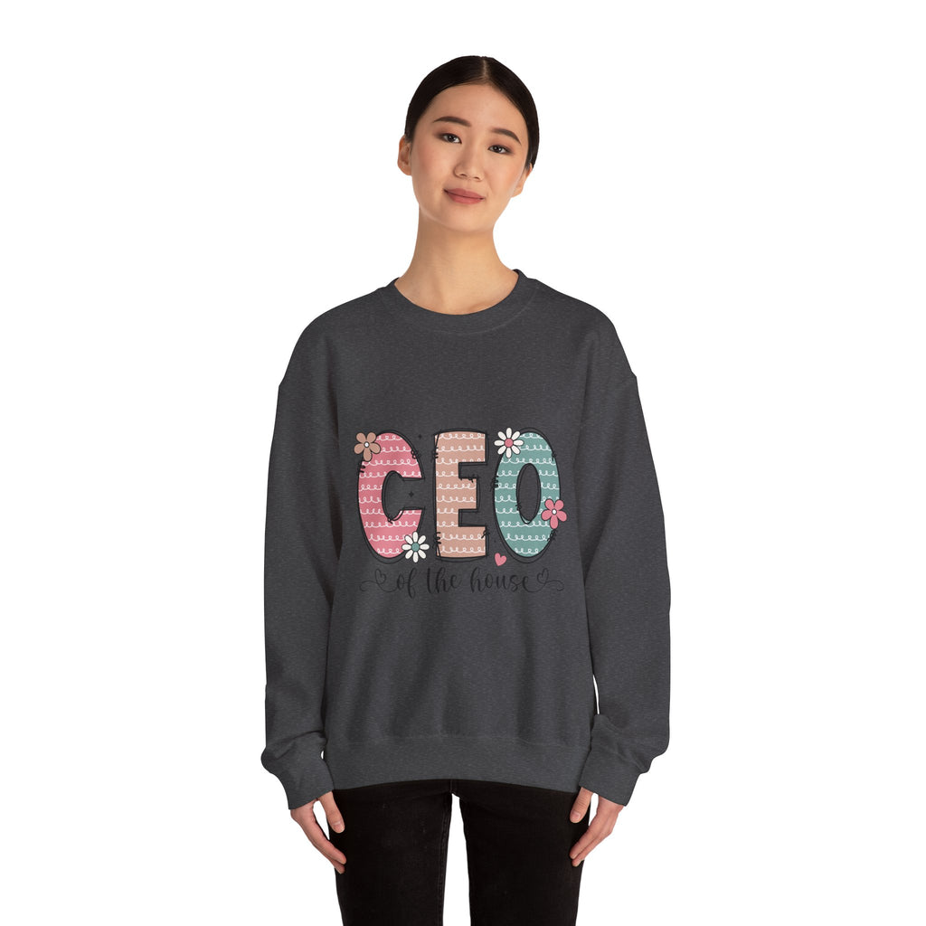 CEO of the House Crewneck Sweatshirt — Cute Floral Mom/Household Manager Pullover