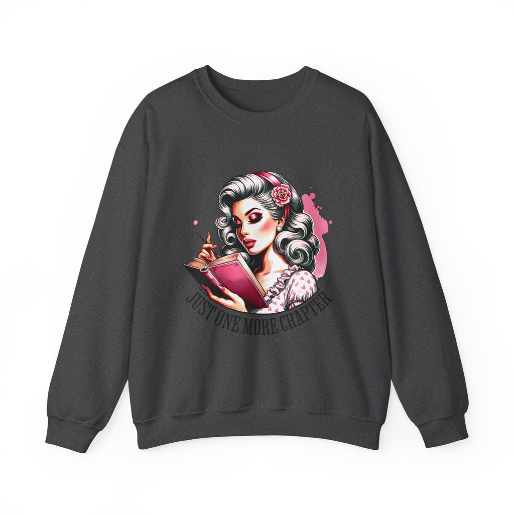 Reader Girl Sweatshirt — "Just One More Chapter" Cozy Graphic Crewneck