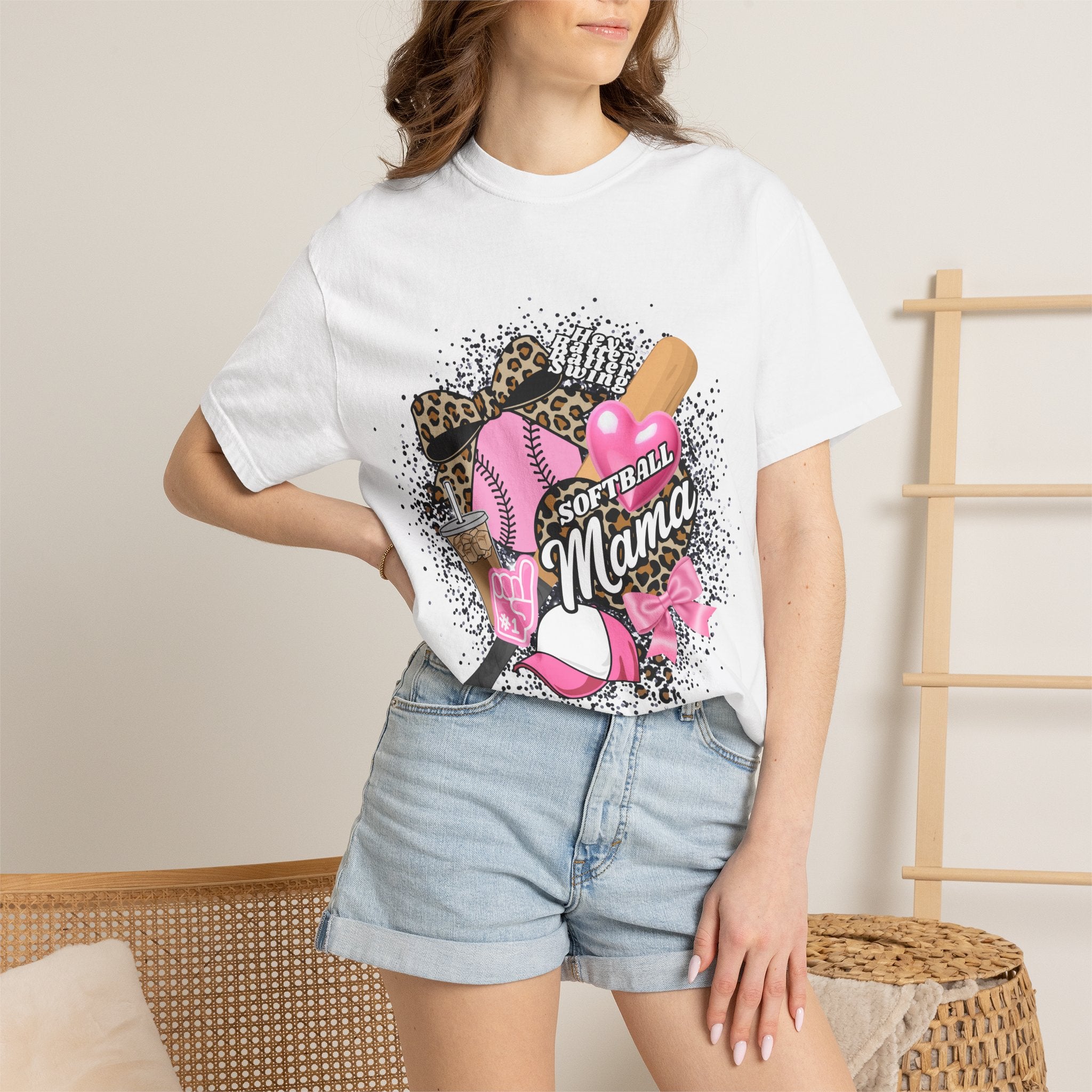 Softball Mama T-Shirt — Pink Bat & Ball Graphic for Proud Softball Moms