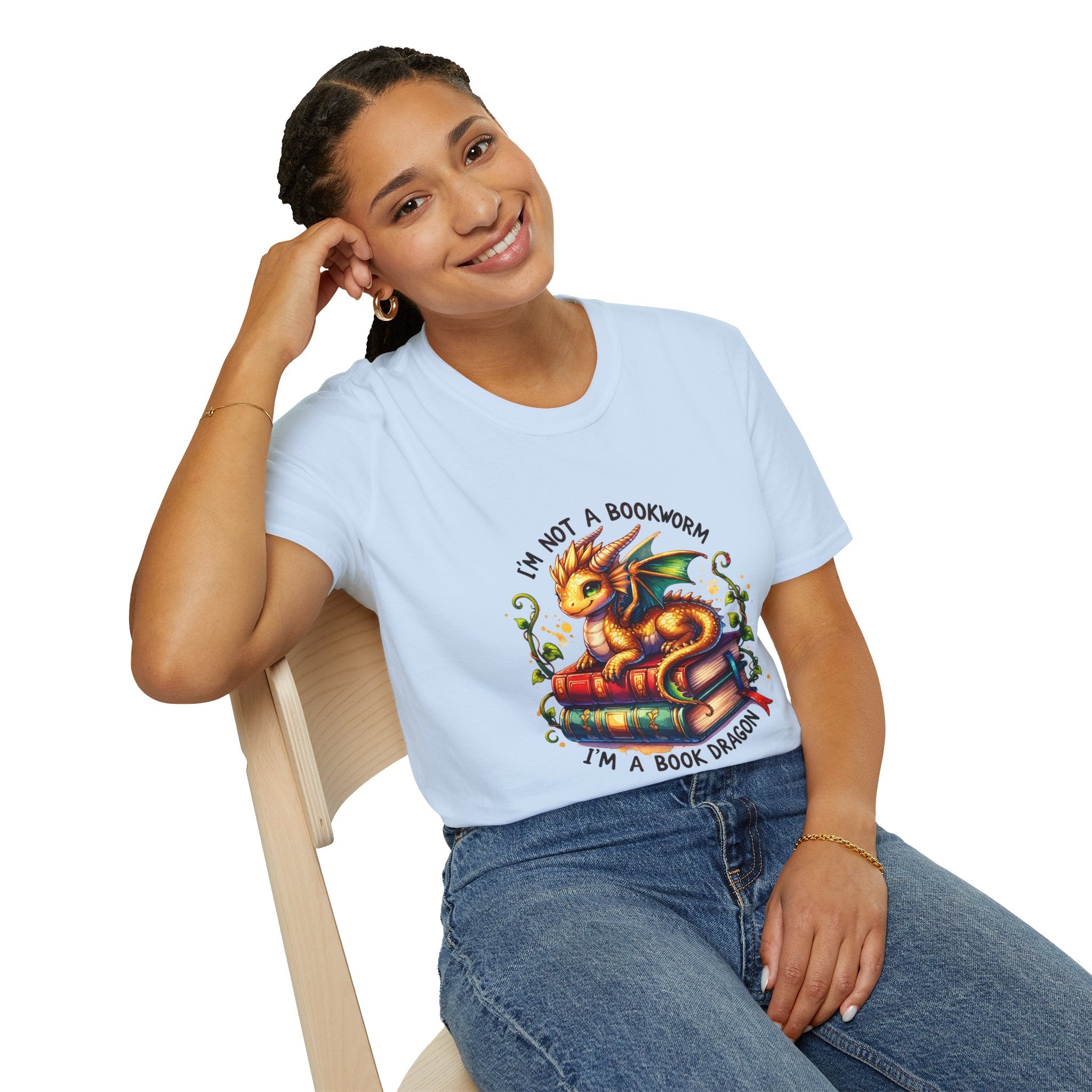 Book Dragon T-Shirt — "I'm Not a Bookworm, I'm a Book Dragon" Reading Tee
