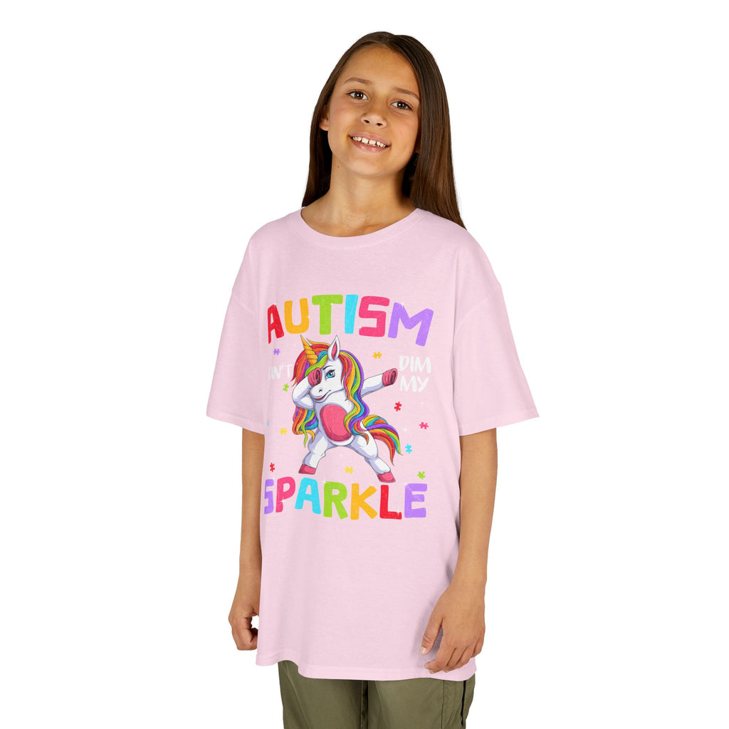 Autism Sparkle Kids T-Shirt — "Autism Can't Dim My Sparkle" Unicorn Tee