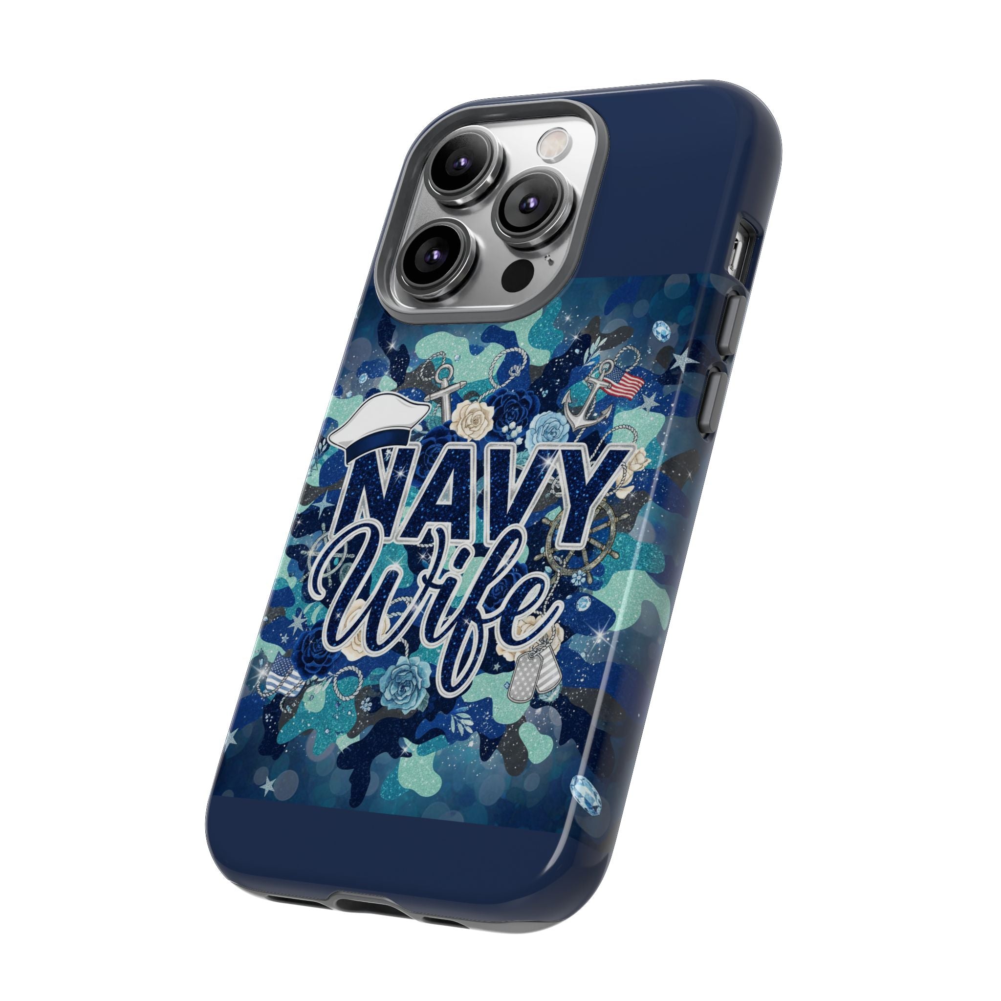 Navy Wife Tough Phone Case — Camouflage Military Tribute Protective Cover