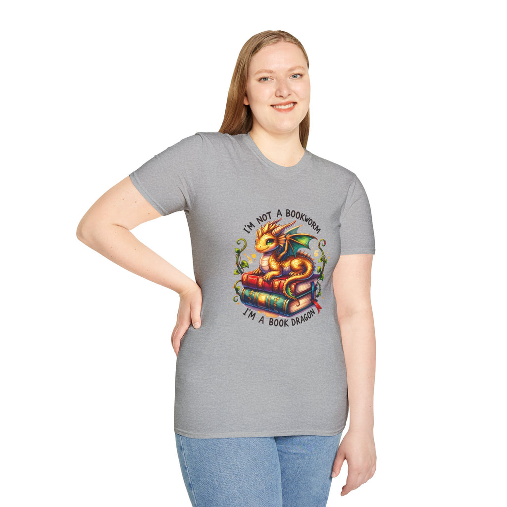 Book Dragon T-Shirt — "I'm Not a Bookworm, I'm a Book Dragon" Reading Tee