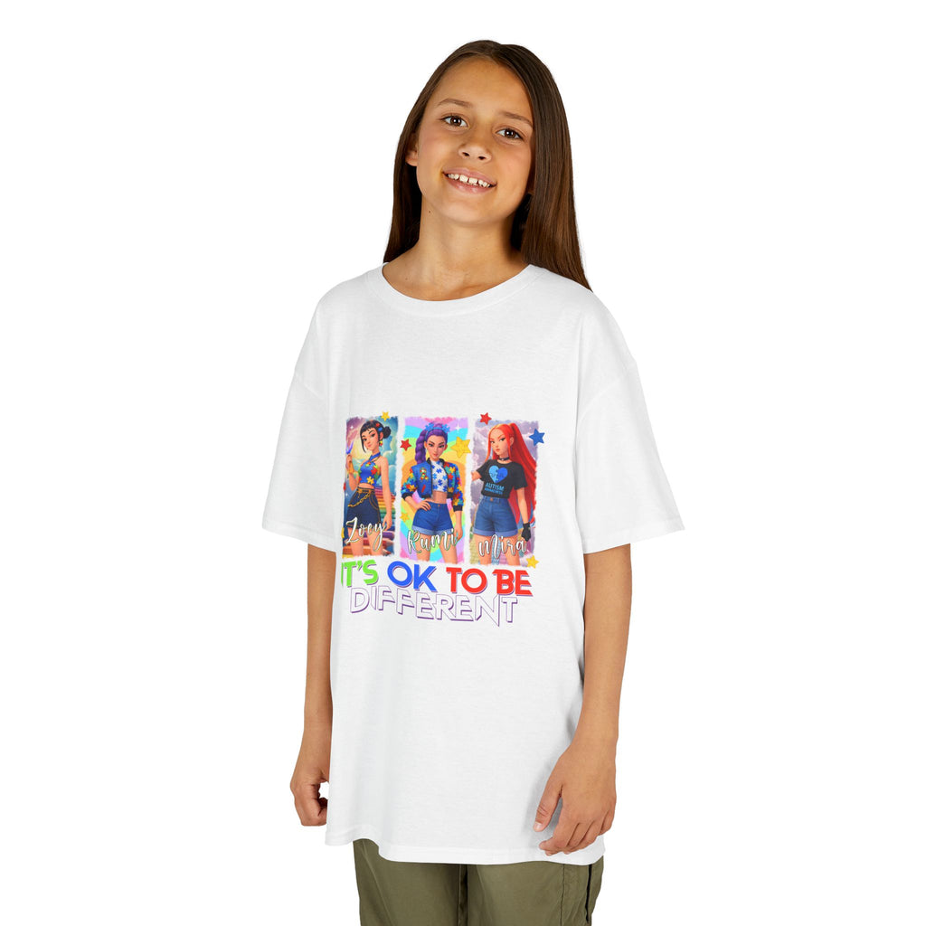Kids Tee — "It's OK to Be Different" Colorful Pride Graphic