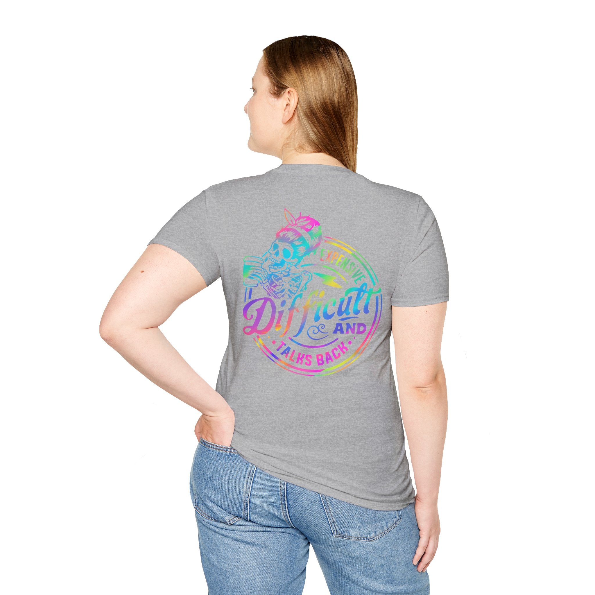 Double-sided Difficult and Talks Back T-Shirt — Colorful Skull Sailor Graphic Tee