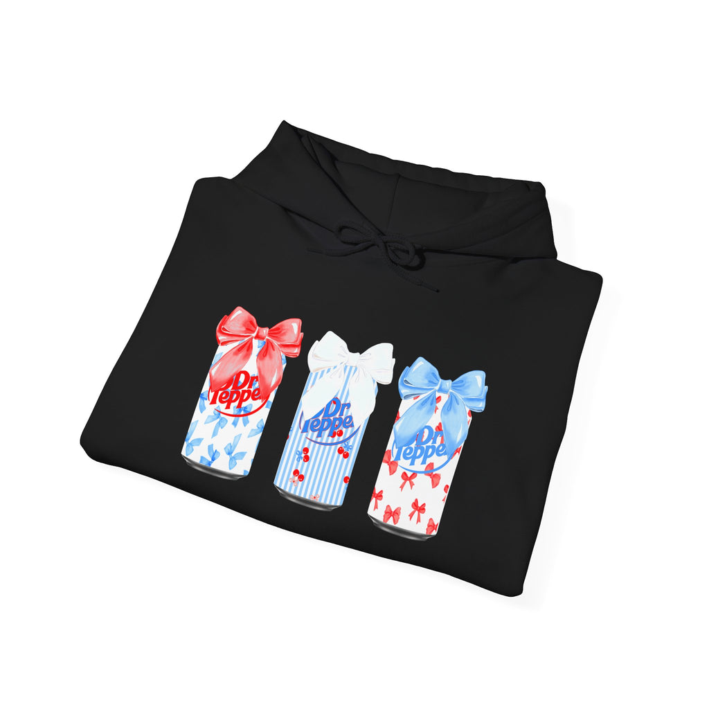 Gift Box Trio Hoodie - Red White Blue Ribbon Holiday Sweatshirt