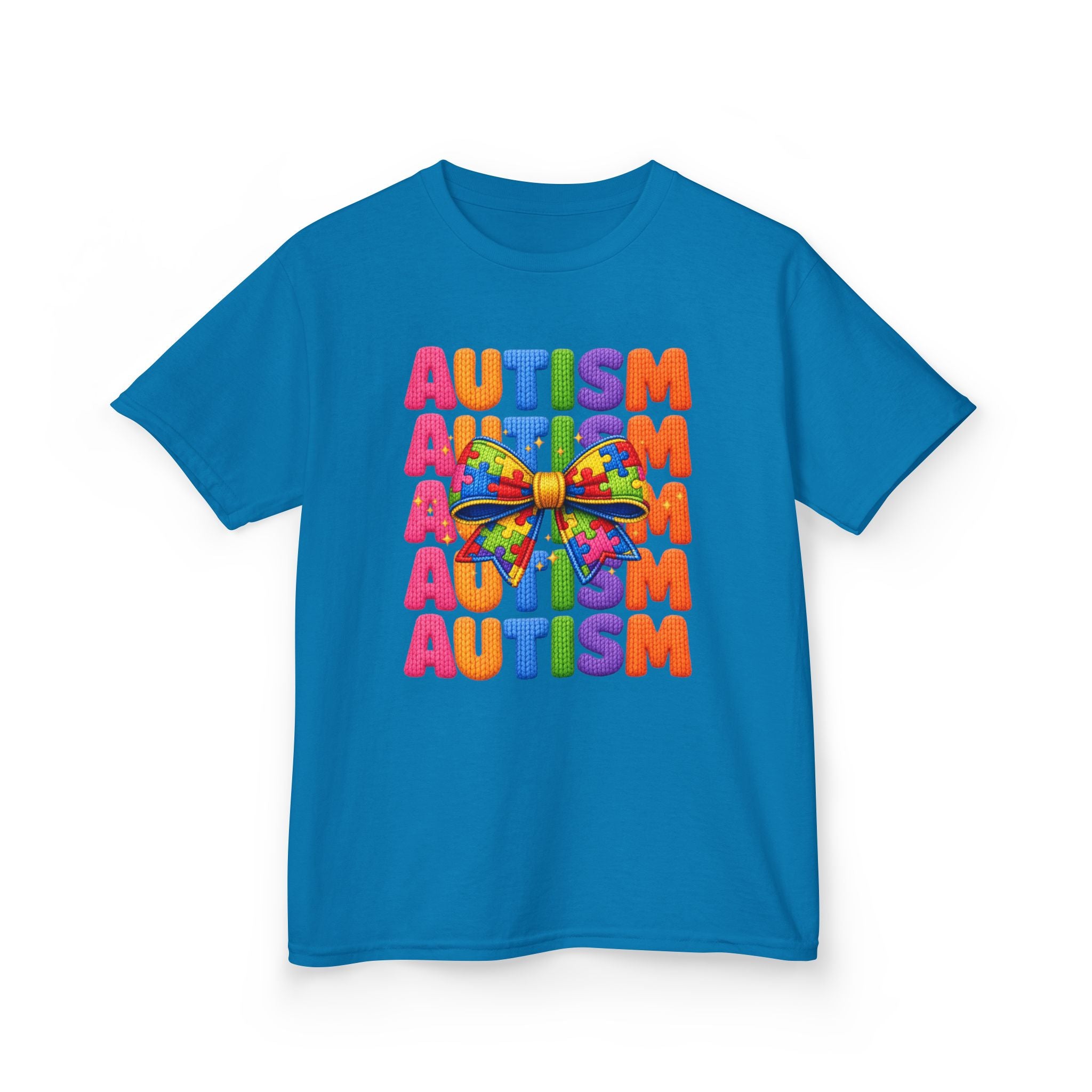 Kids Autism Awareness T-Shirt — Colorful Puzzle Ribbon Design