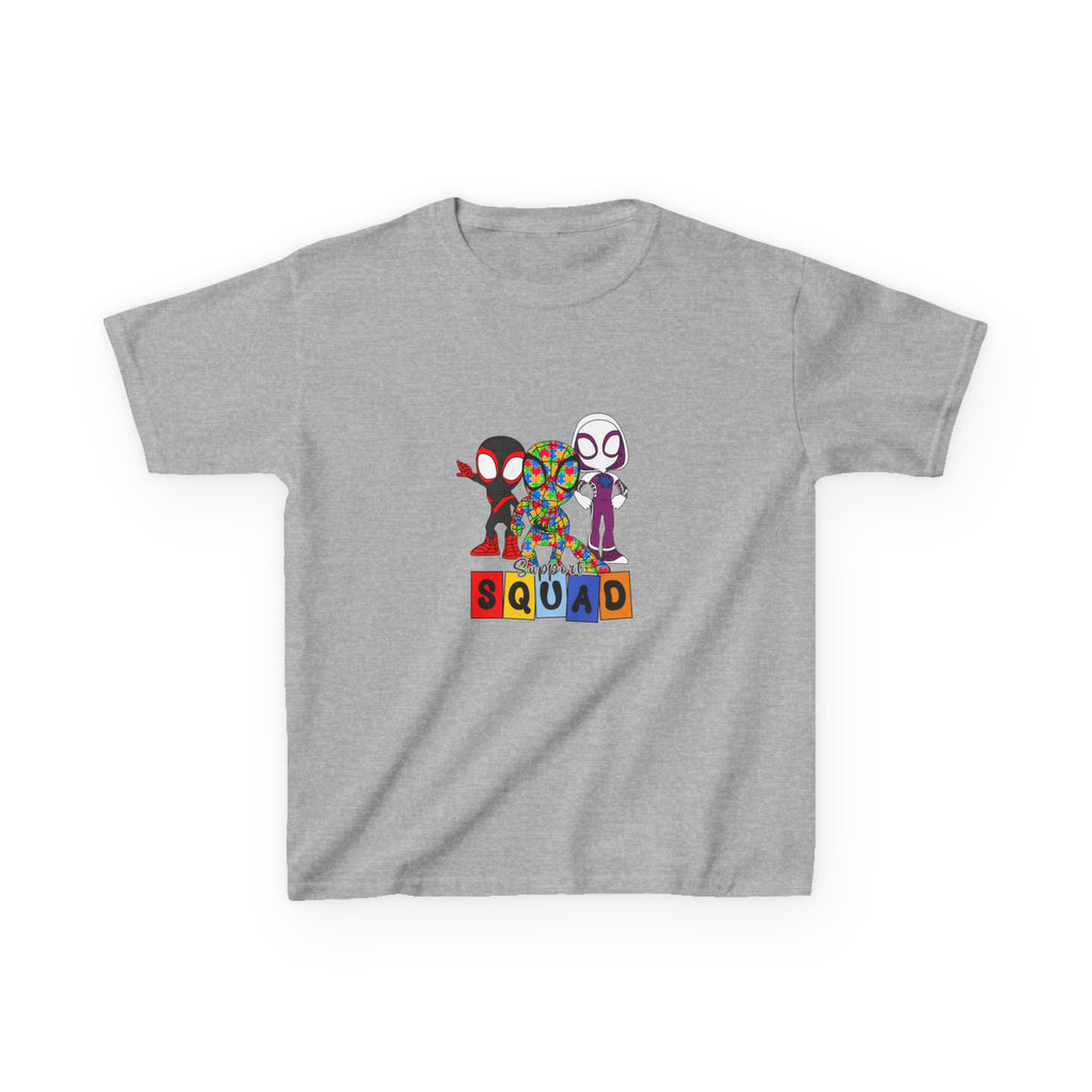 Kids T‑Shirt — 'SQUAD' Spider Heroes Block-Style Graphic