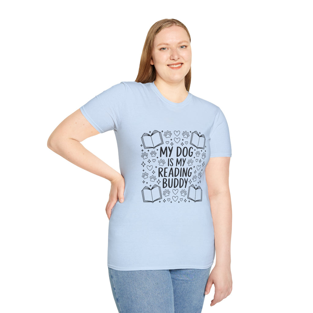My Dog Is My Reading Buddy T-Shirt — Cute Book Lover & Dog Mom Tee