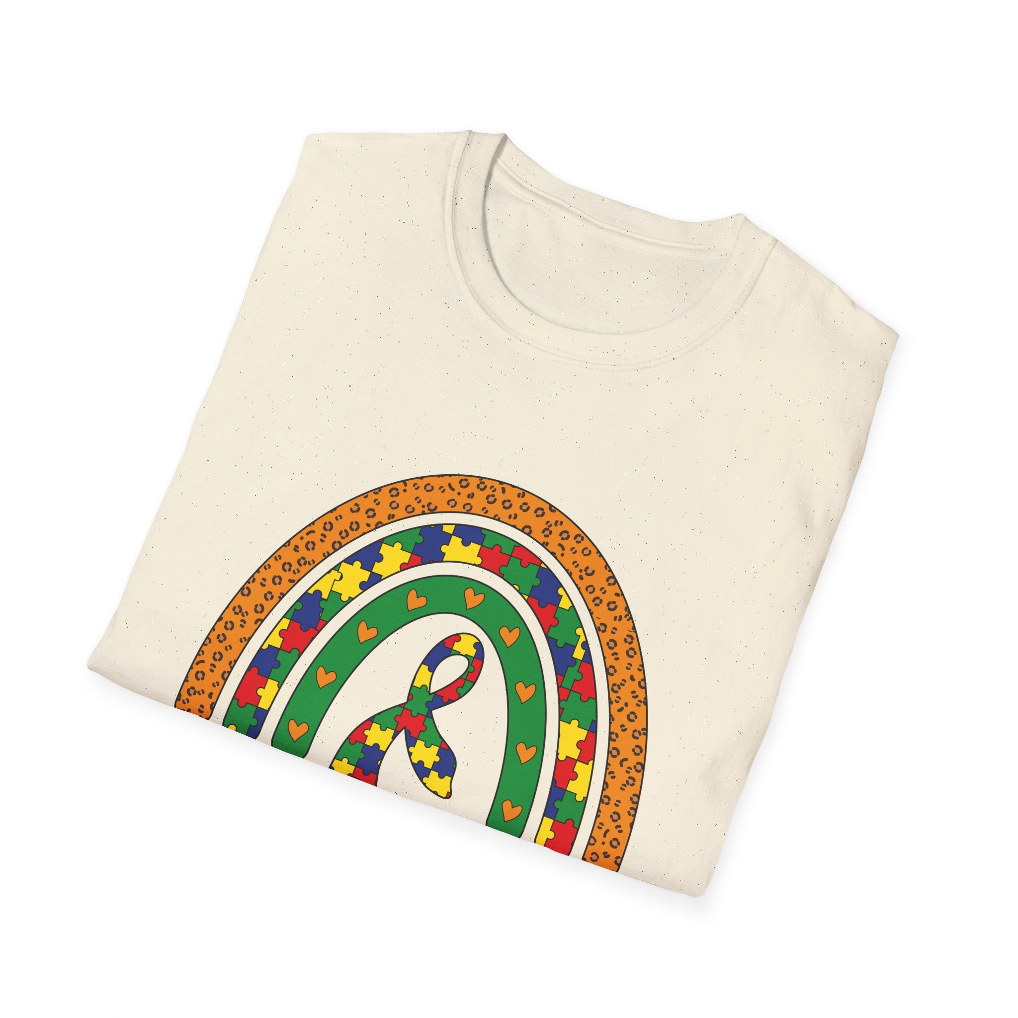Autism Awareness T-Shirt — Colorful Puzzle Ribbon Rainbow Tee