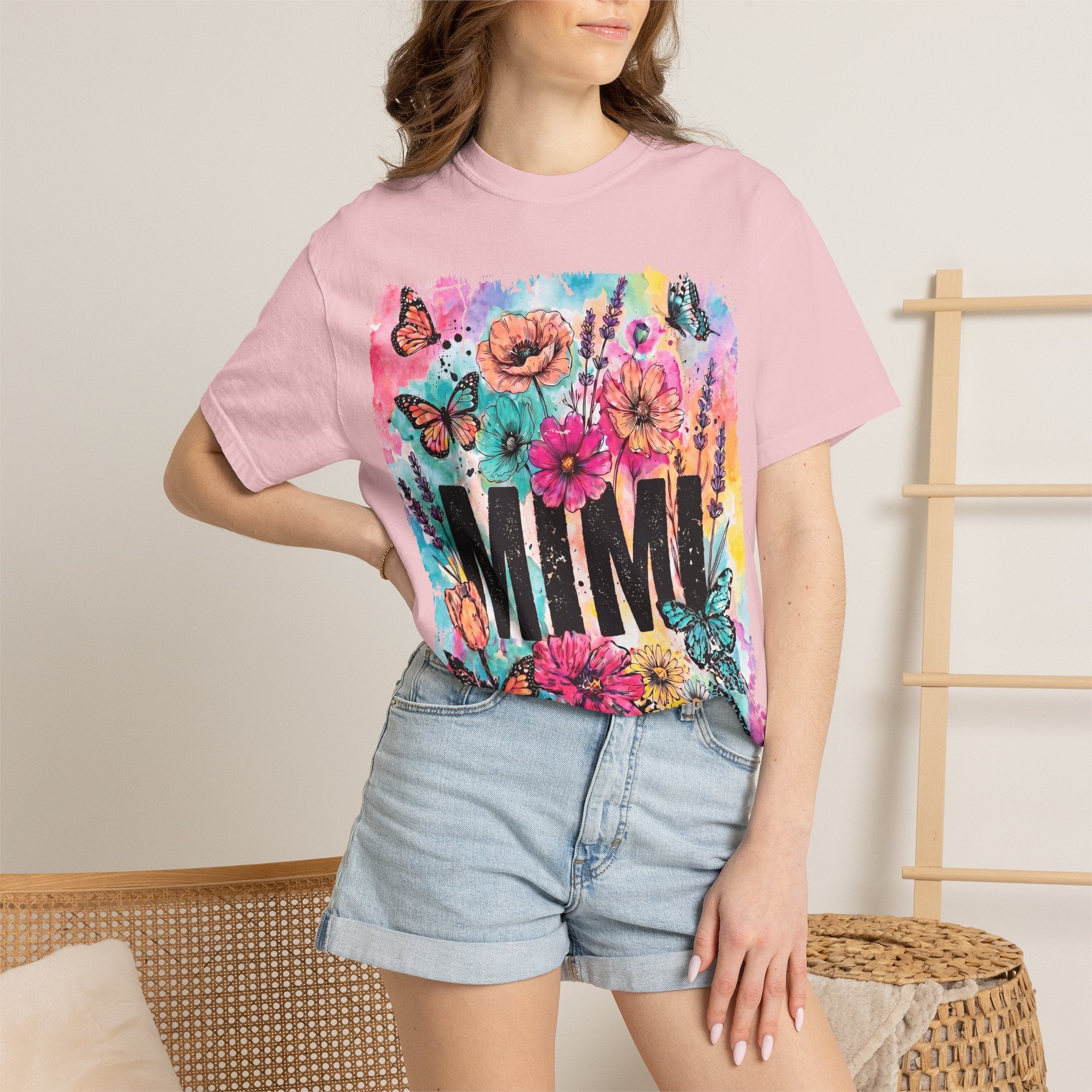 MIMI Floral Butterflies T-Shirt — Colorful Watercolor Garden Tee