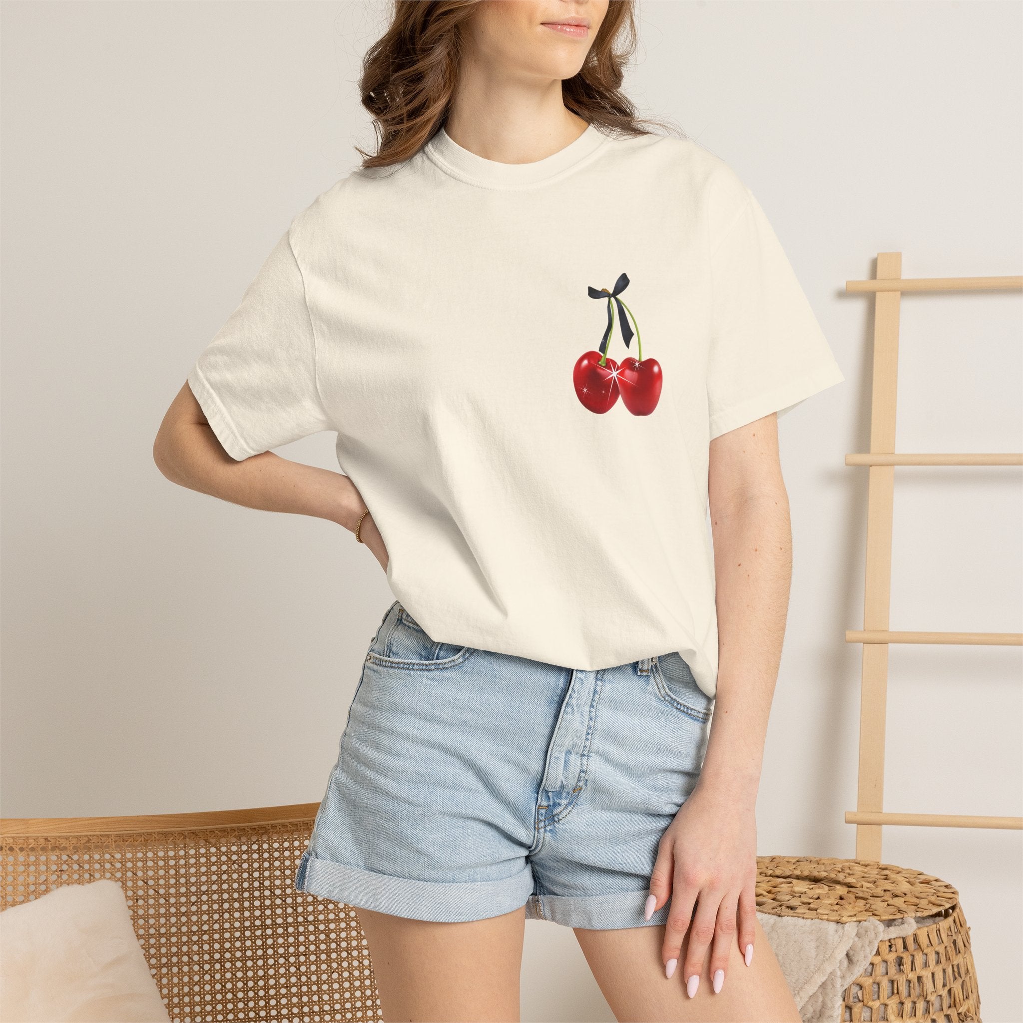 Cherry Disco Graphic T-Shirt — Retro Red Heart & Soda Pop Design