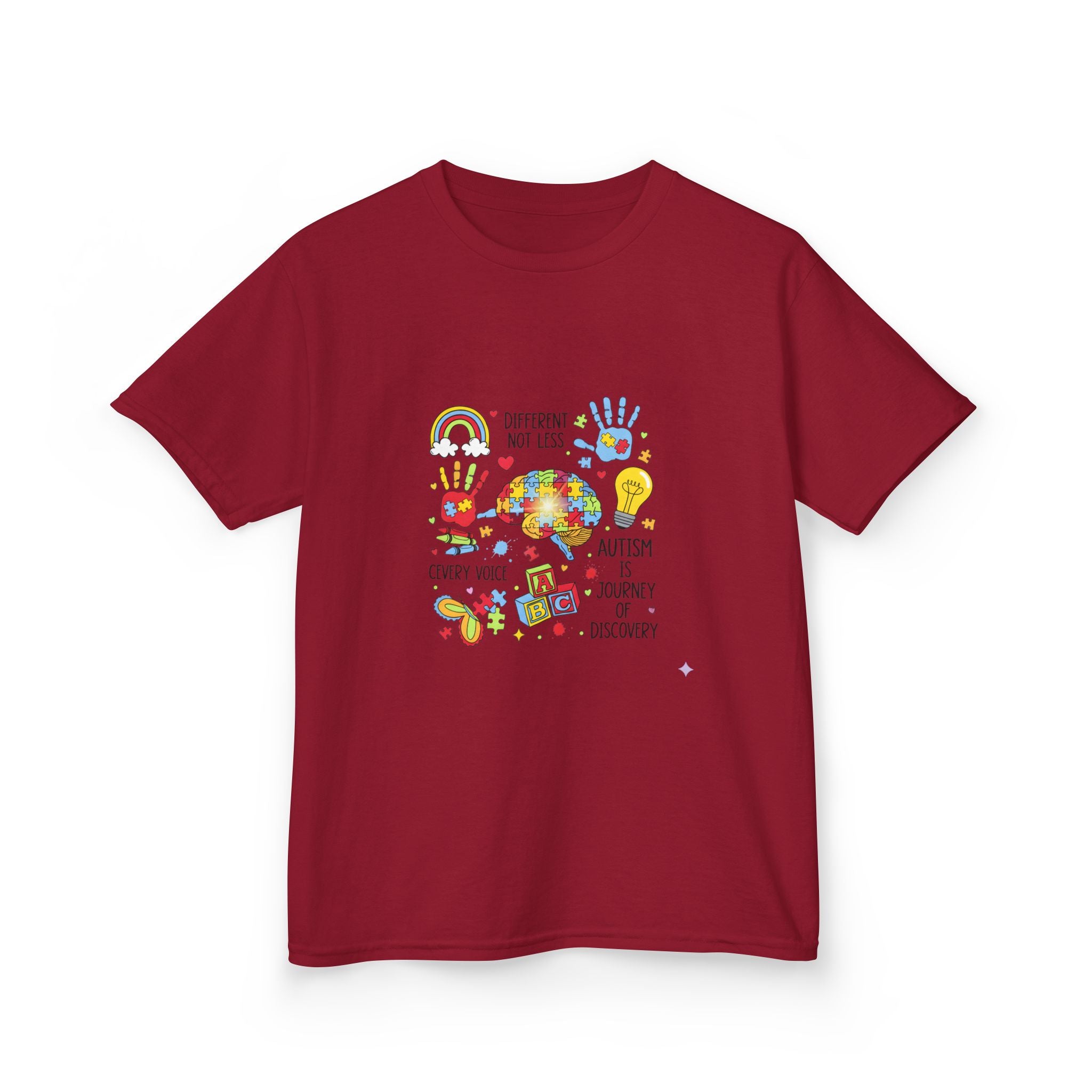 Autism Awareness Kids Tee — Colorful Puzzle Heart & Hands Design