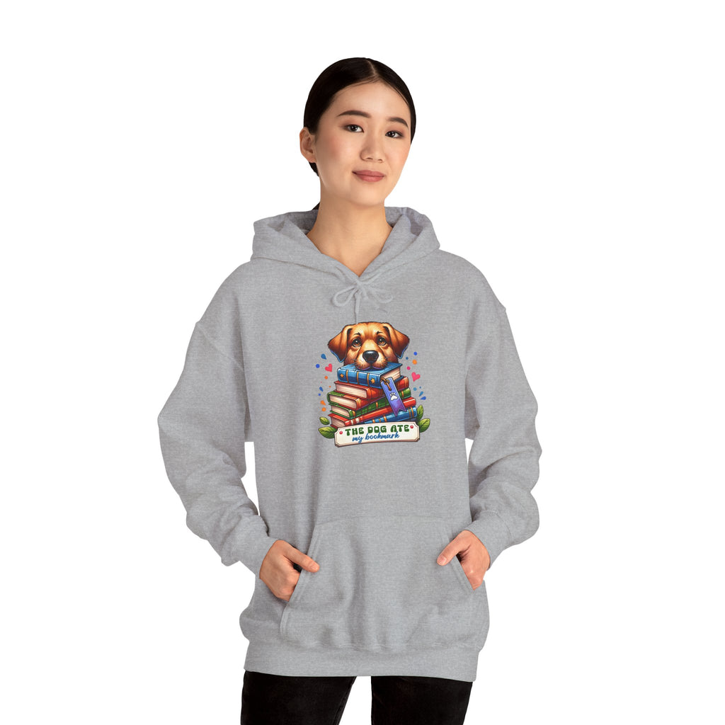 Dog Mom Hoodie — Cute Puppy Reading Books "The Dog Ate" Graphic Sweatshirt
