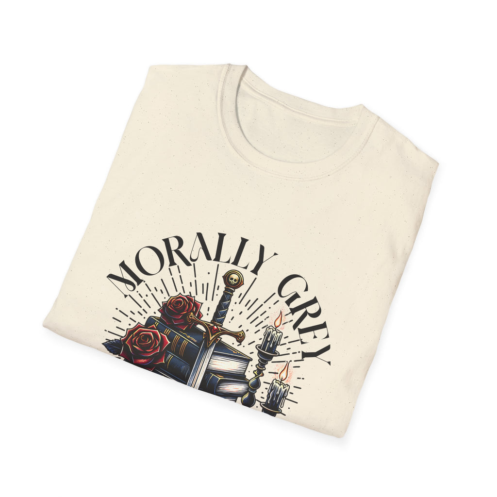 Morbly Girl Book Club T-Shirt — Gothic Rose & Candlelit Book Stack