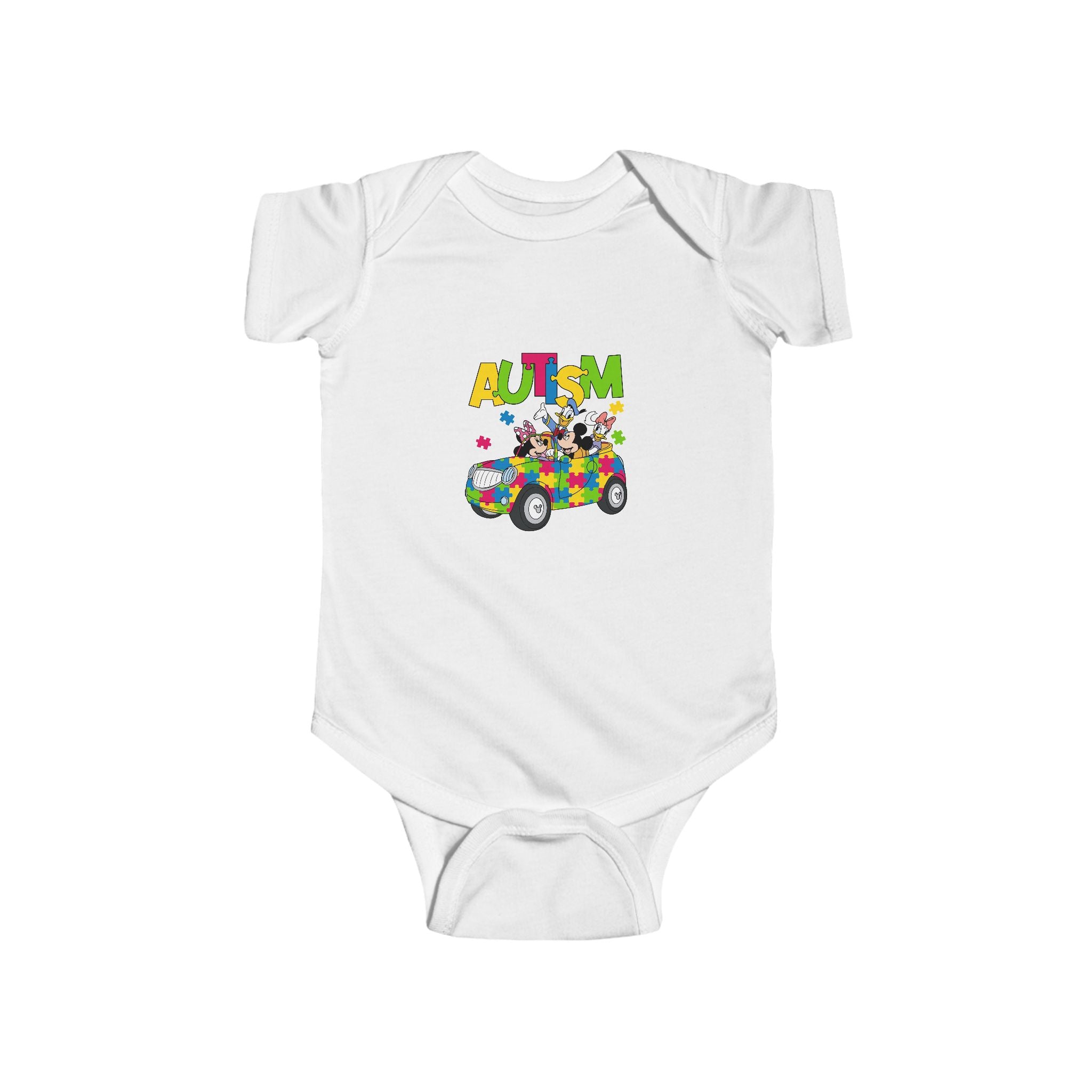 Autism Puzzle Car Infant Bodysuit – Colorful Awareness Baby Onesie