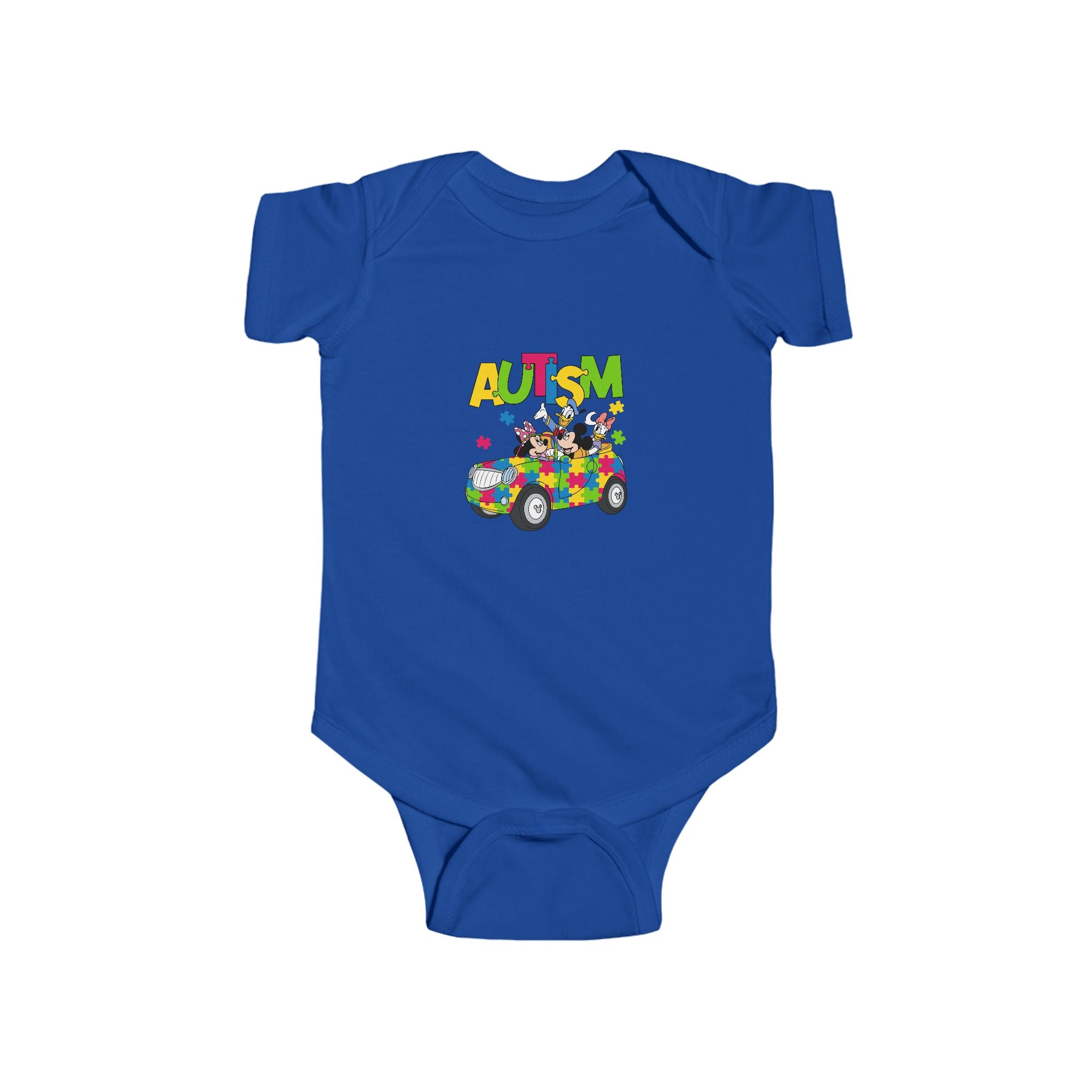 Autism Puzzle Car Infant Bodysuit – Colorful Awareness Baby Onesie